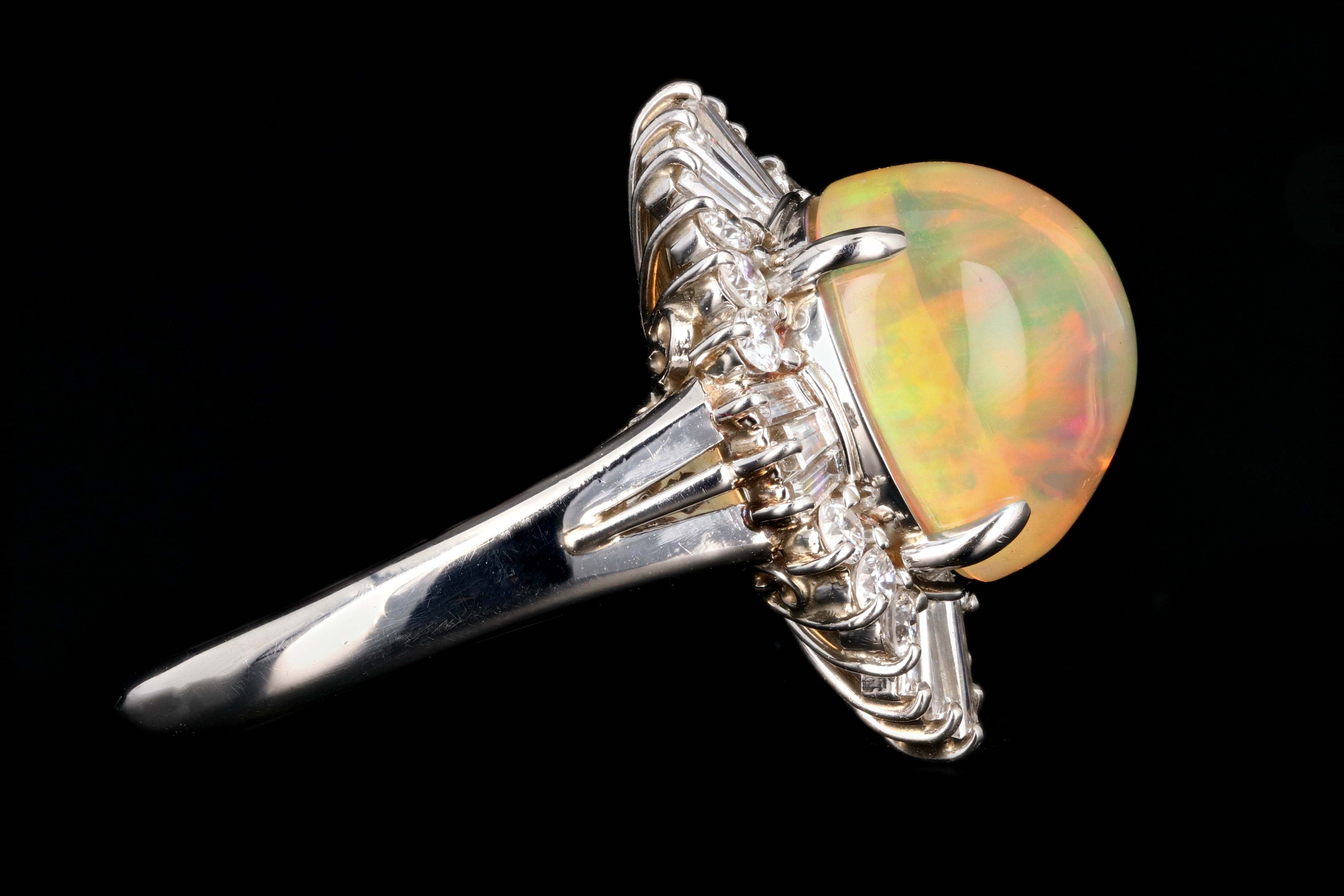 Retro Platinum 4.45 Carat Jelly Opal and Diamond Ring - Queen May