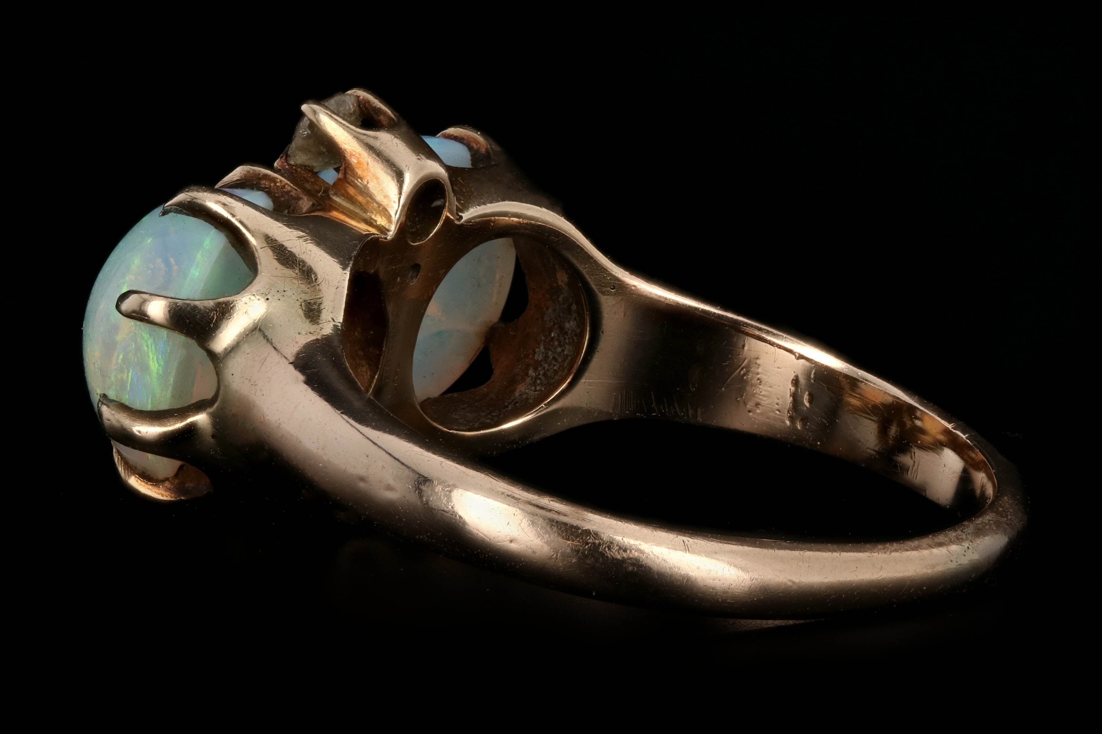 Victorian 14K Yellow Gold Opal And Diamond Ring - Queen May