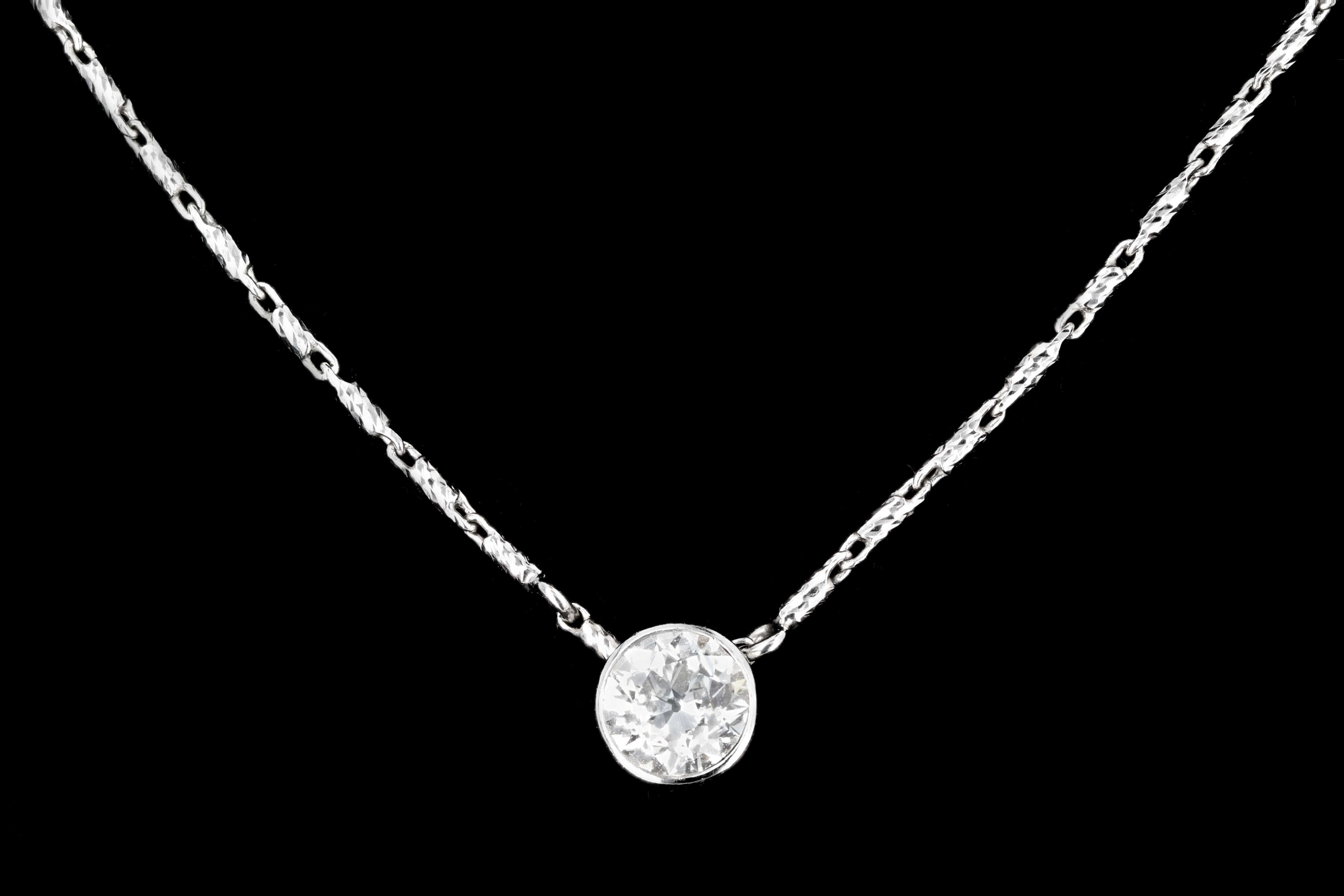 Modern 14K White Gold .6 CT Old European Cut Diamond Pendant - Queen May