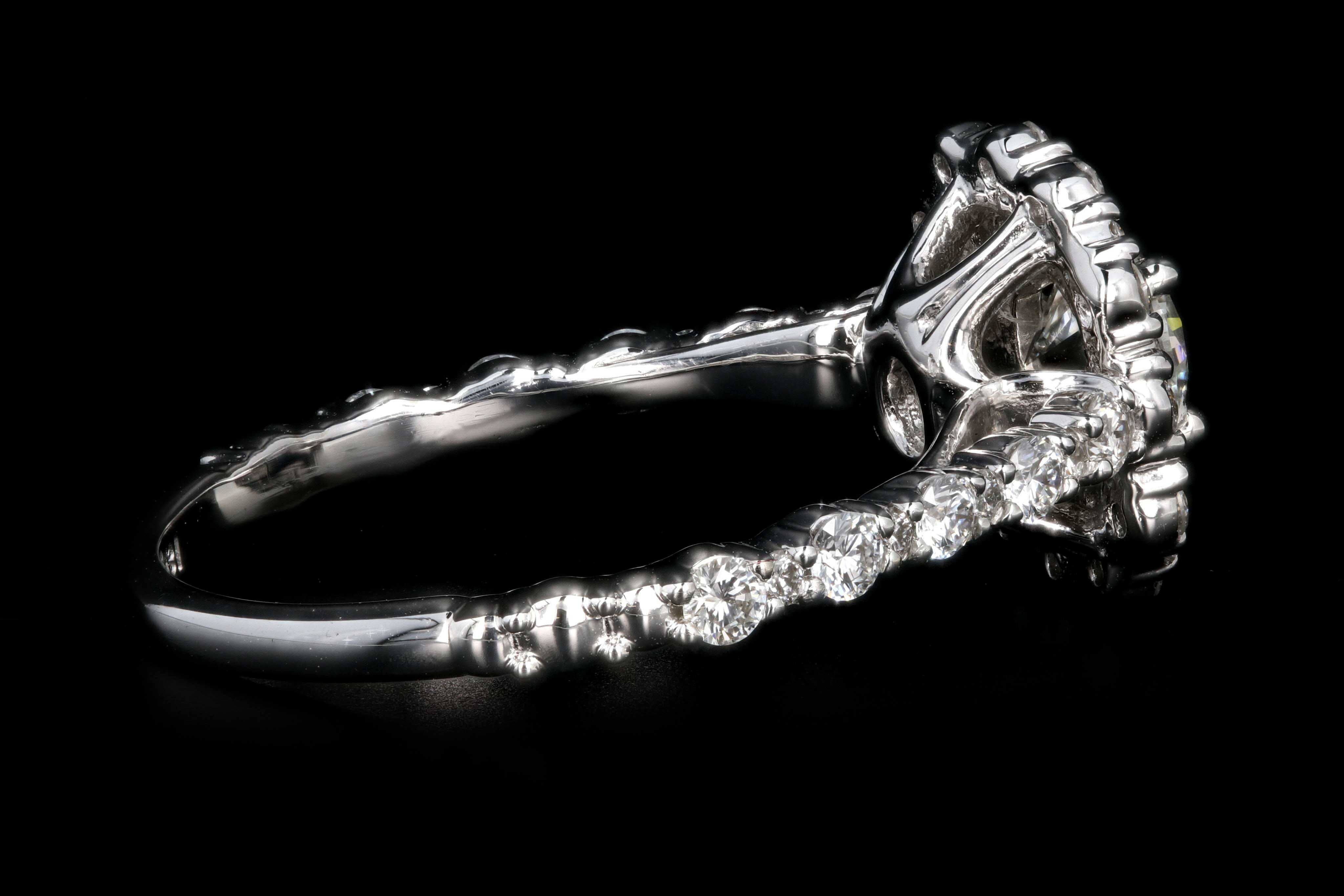 New 18K White Gold .59 Carats Round Brilliant Cut Diamond Engagement Ring - Queen May