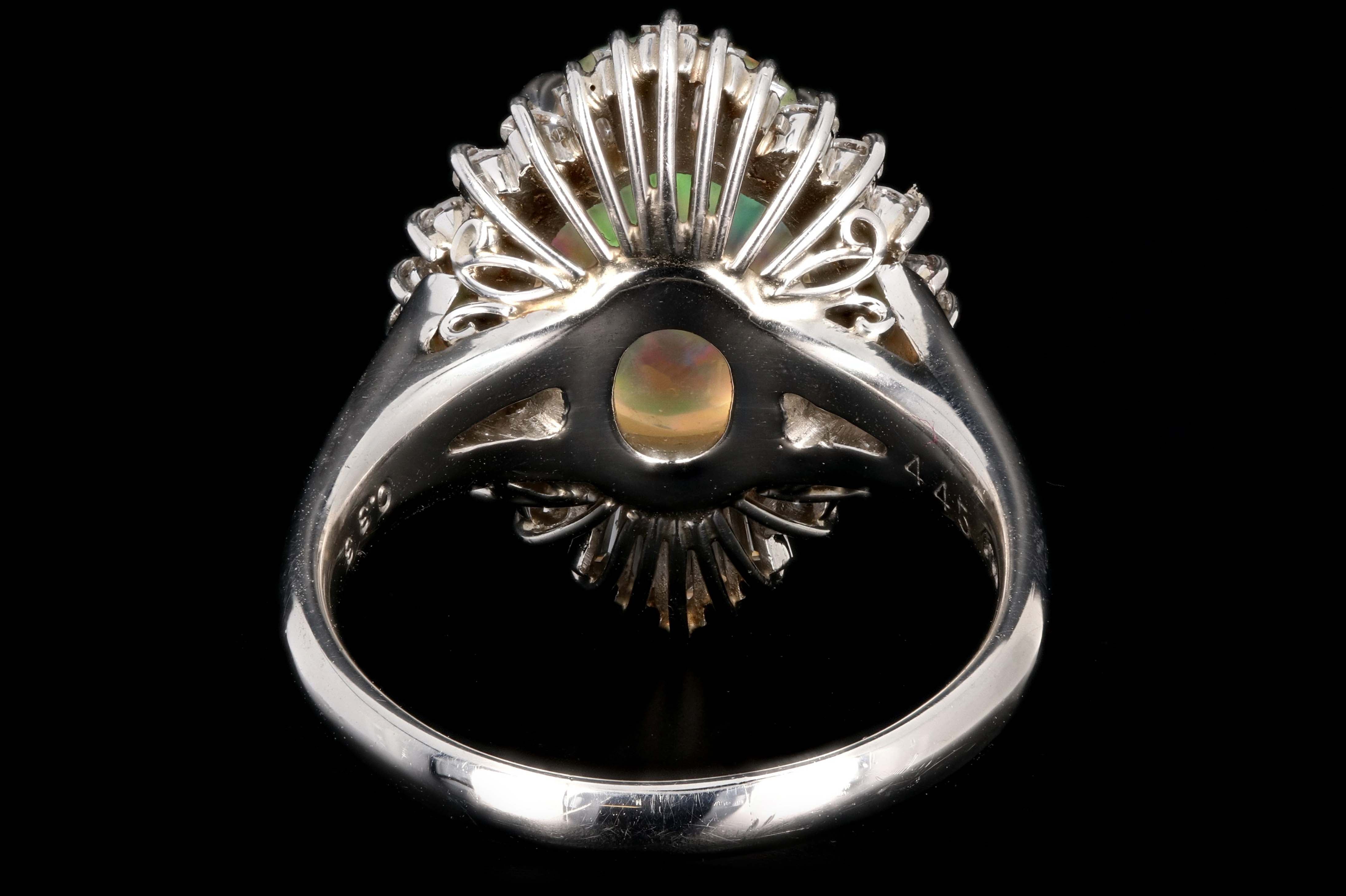 Retro Platinum 4.45 Carat Jelly Opal and Diamond Ring - Queen May