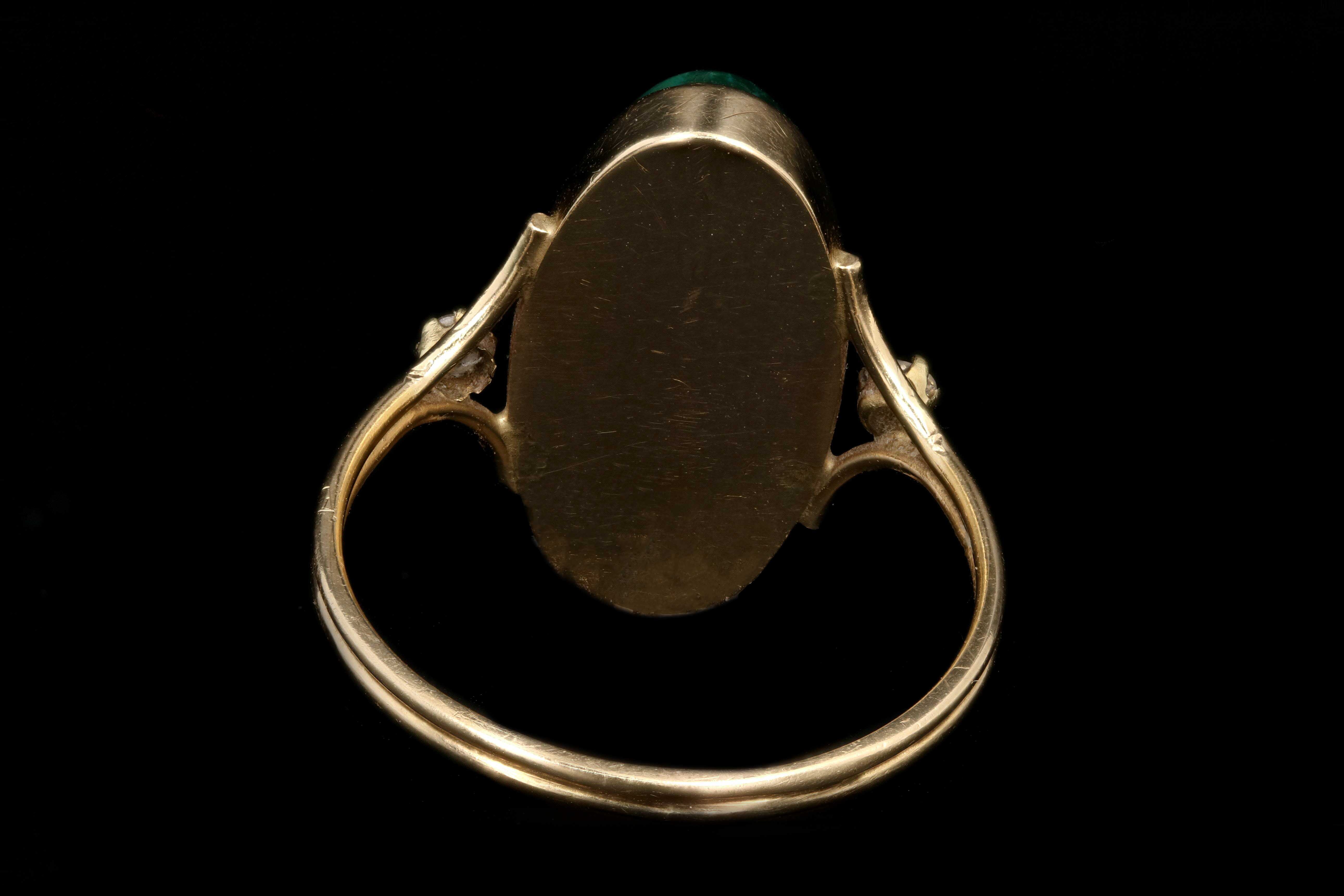 Vintage 14K Yellow Gold Chrysocolla and Diamond Ring - Queen May