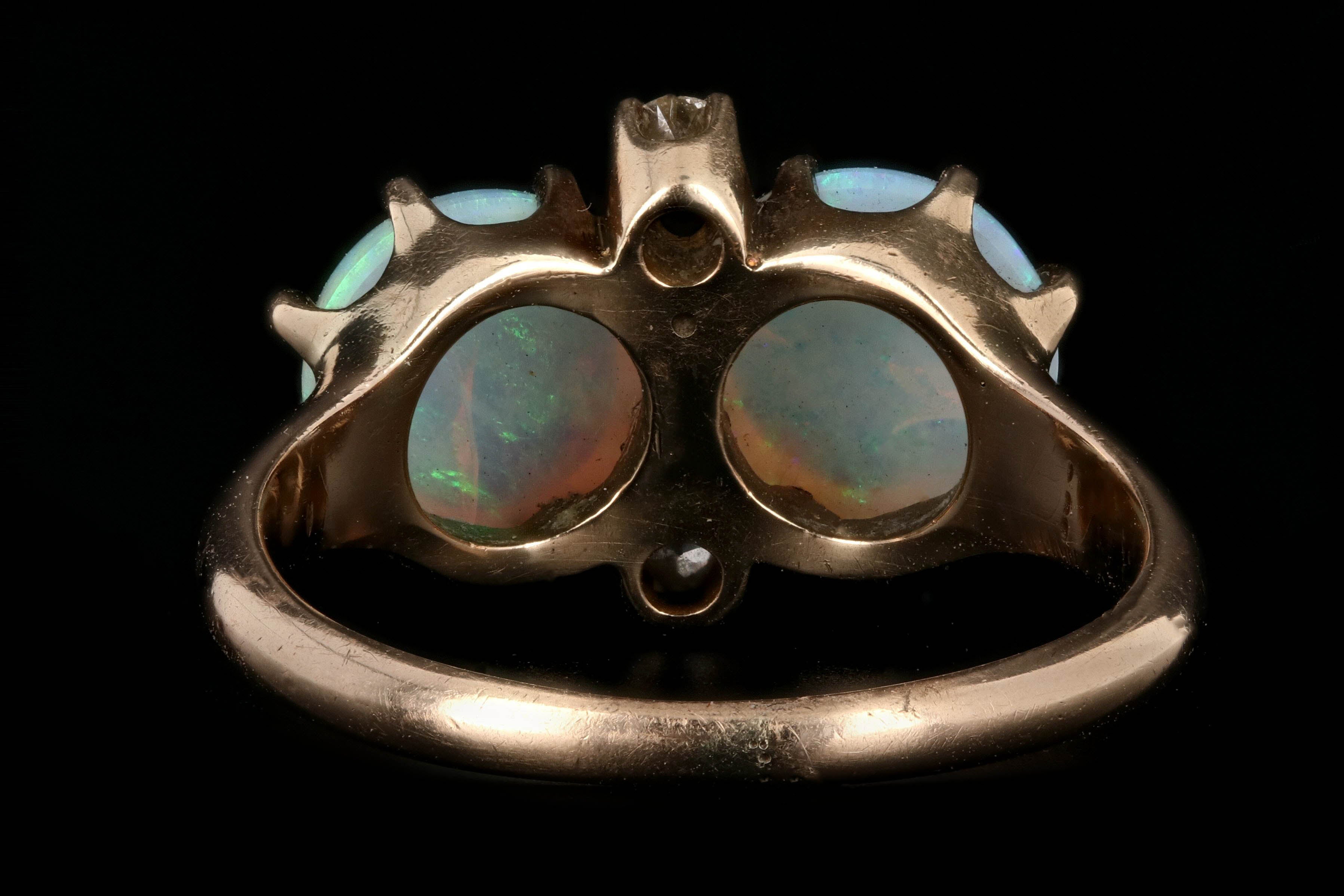 Victorian 14K Yellow Gold Opal And Diamond Ring - Queen May