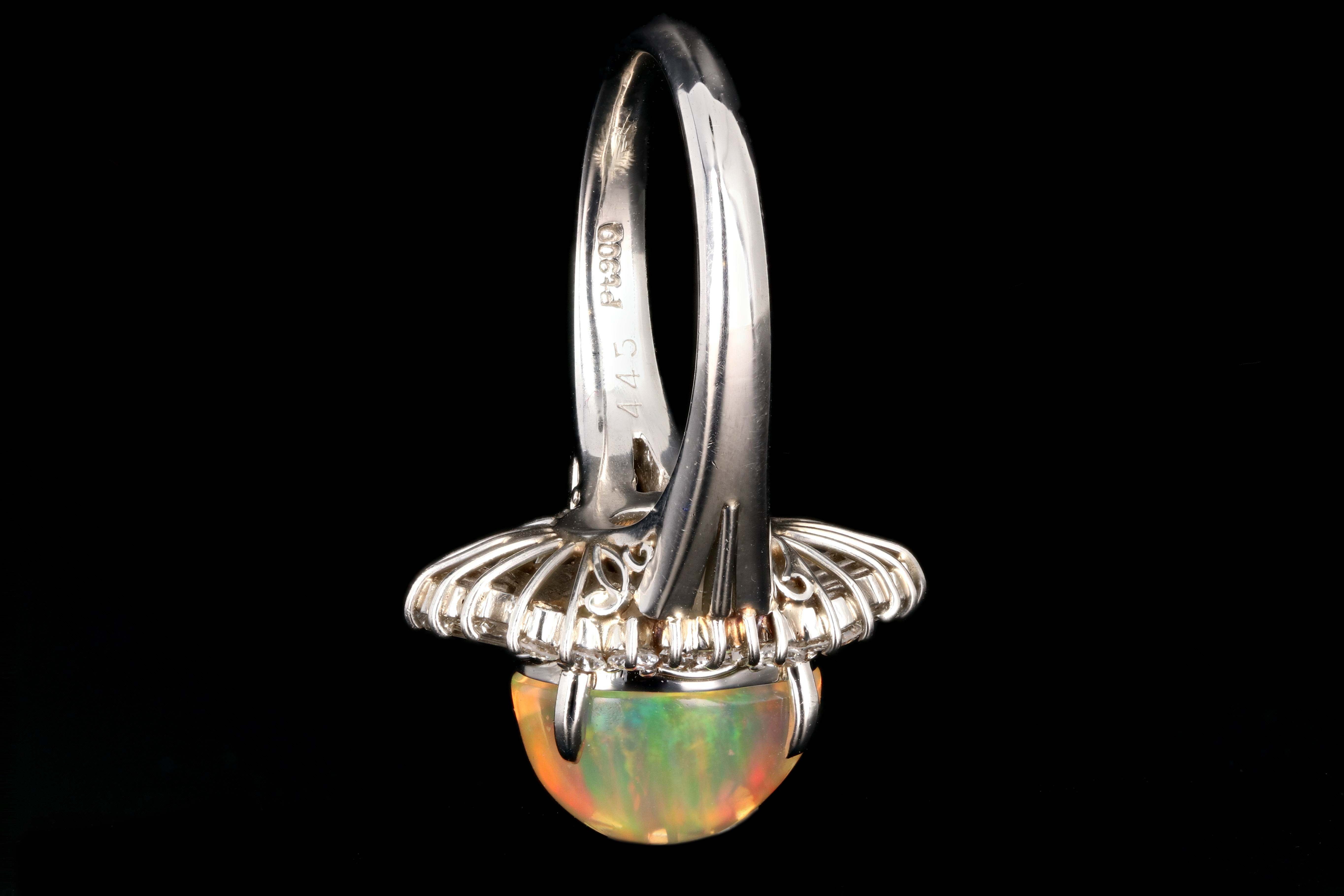 Retro Platinum 4.45 Carat Jelly Opal and Diamond Ring - Queen May