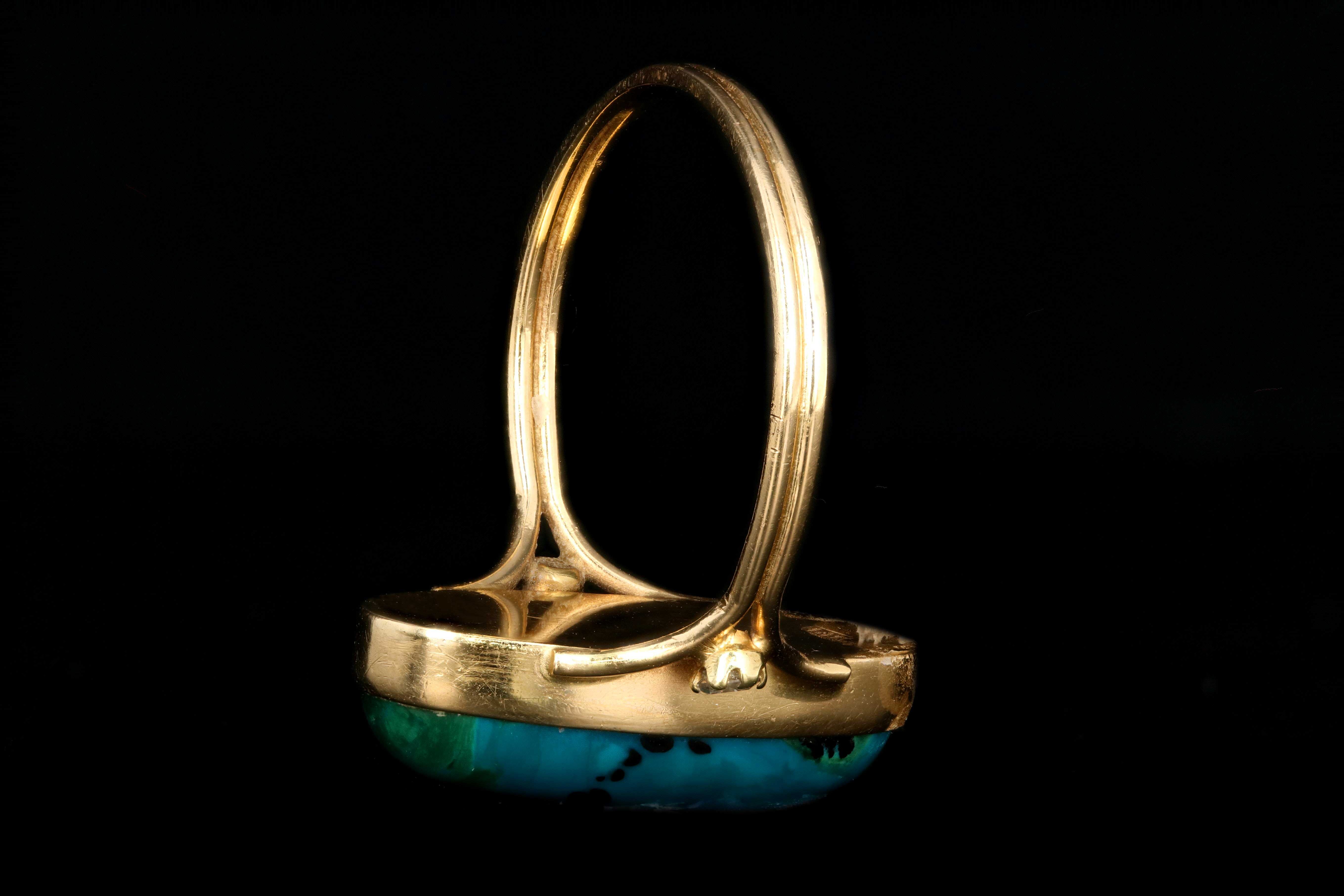 Vintage 14K Yellow Gold Chrysocolla and Diamond Ring - Queen May