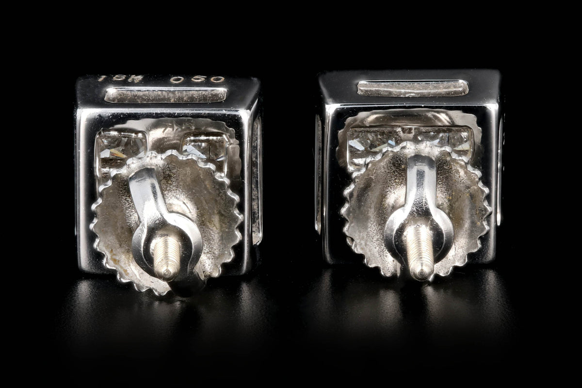 18K 1 Carat Princess Cut Cluster Diamond Earrings - Queen May