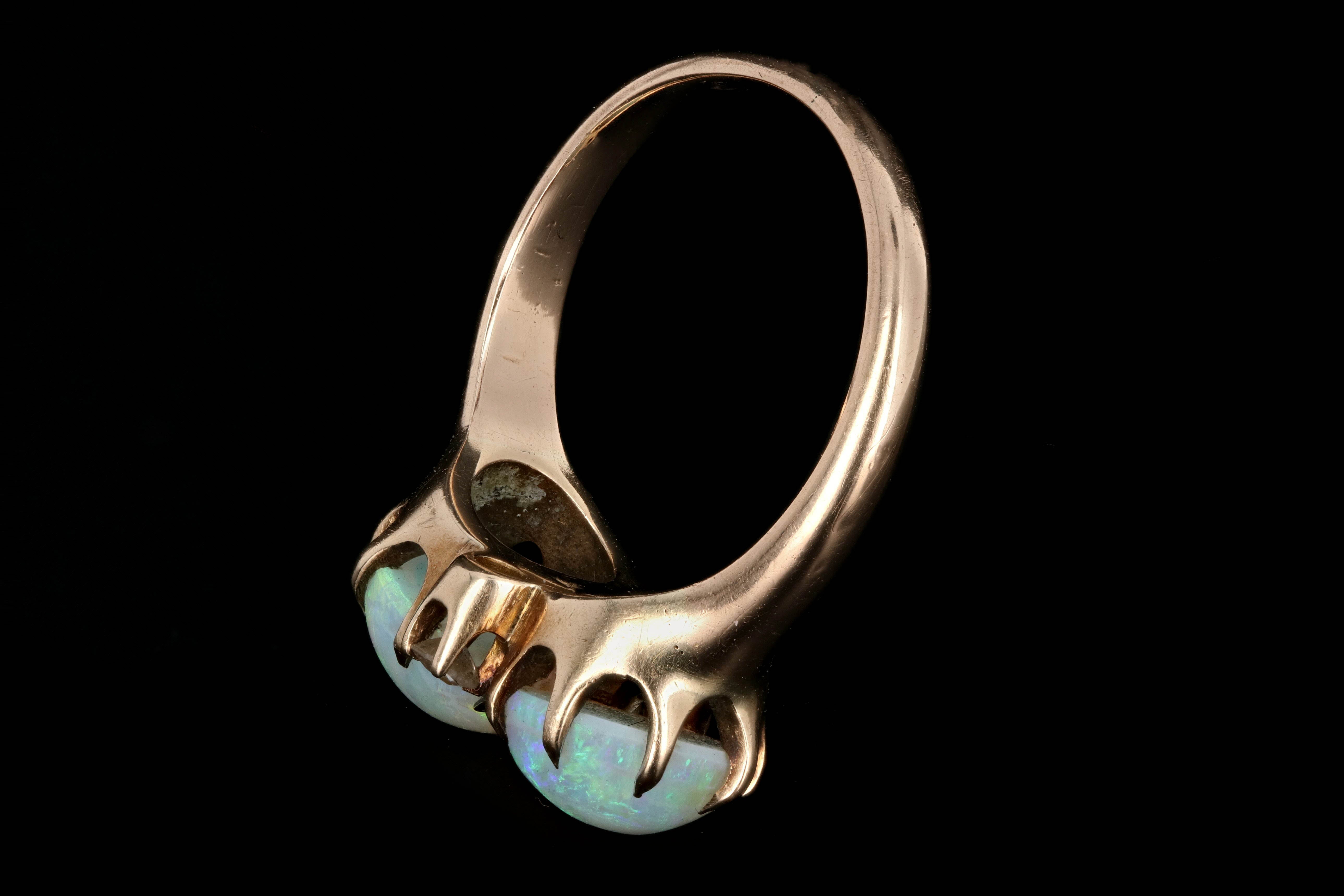 Victorian 14K Yellow Gold Opal And Diamond Ring - Queen May