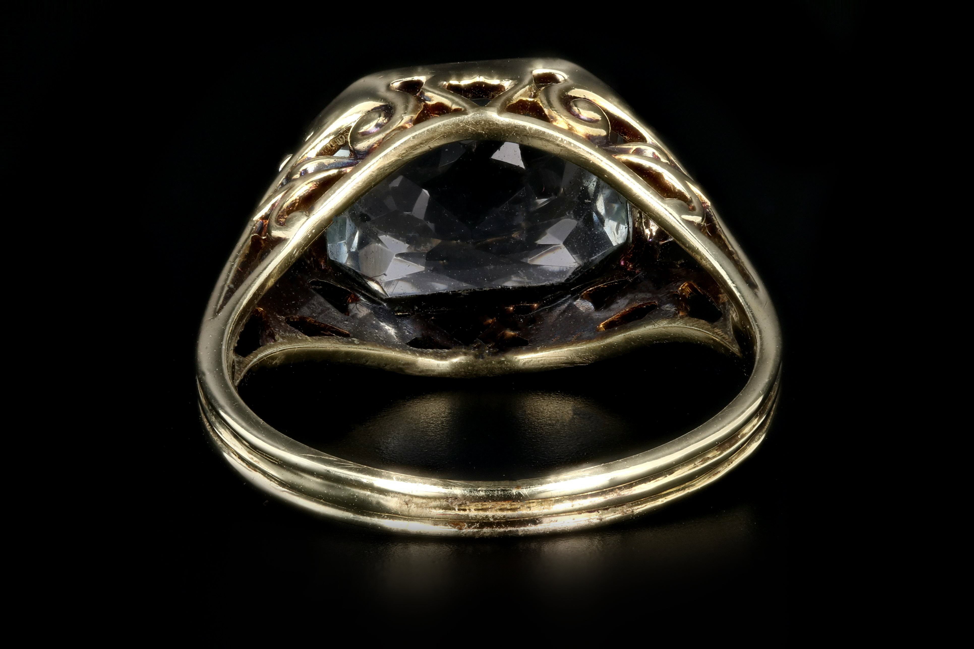 Art Deco 14K 3.2 Carat Aquamarine Ring - Queen May