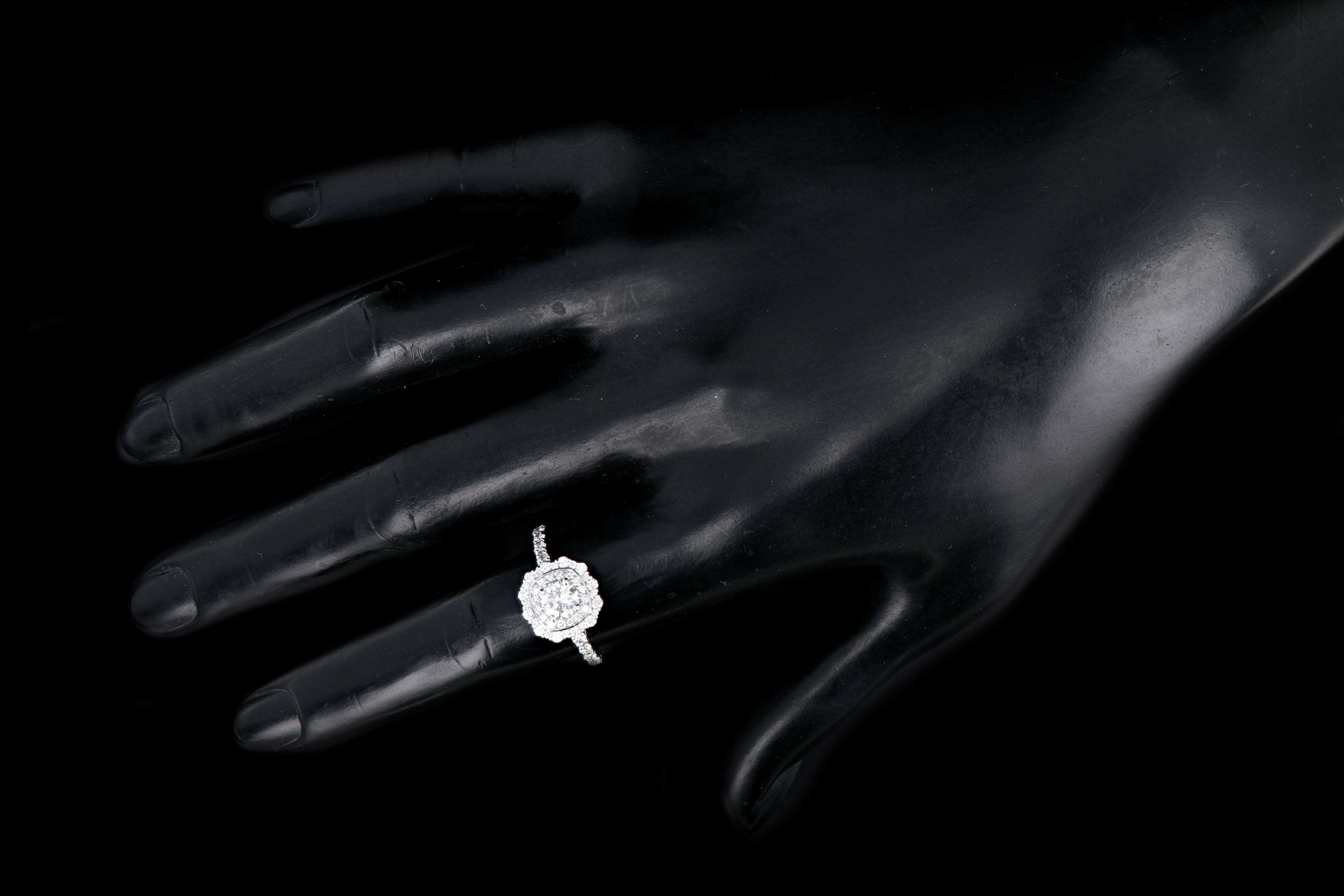New 18K White Gold .59 Carats Round Brilliant Cut Diamond Engagement Ring - Queen May