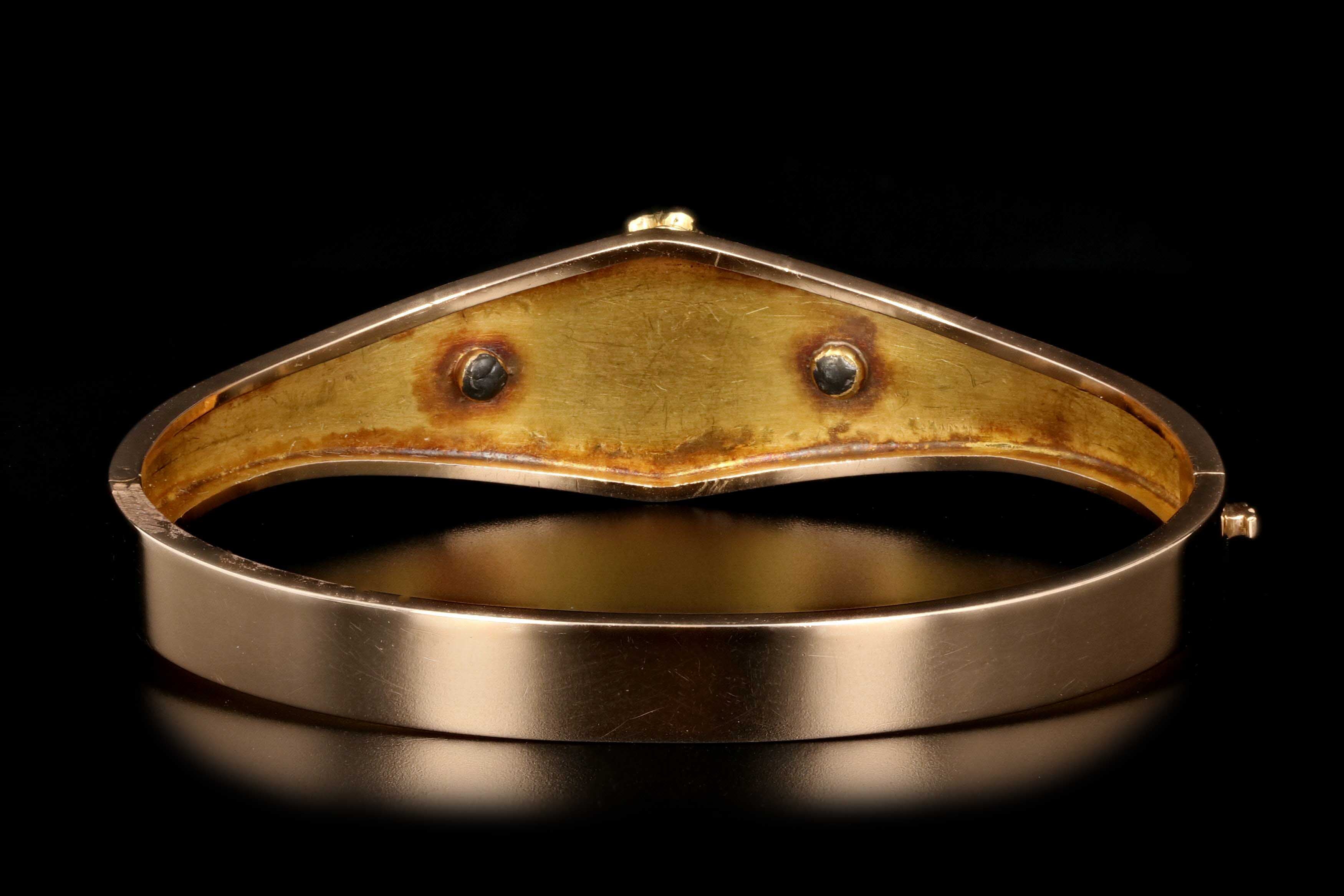 Victorian 18K Yellow Gold .6 Carat Old Mine Cut Diamond Bangle - Queen May