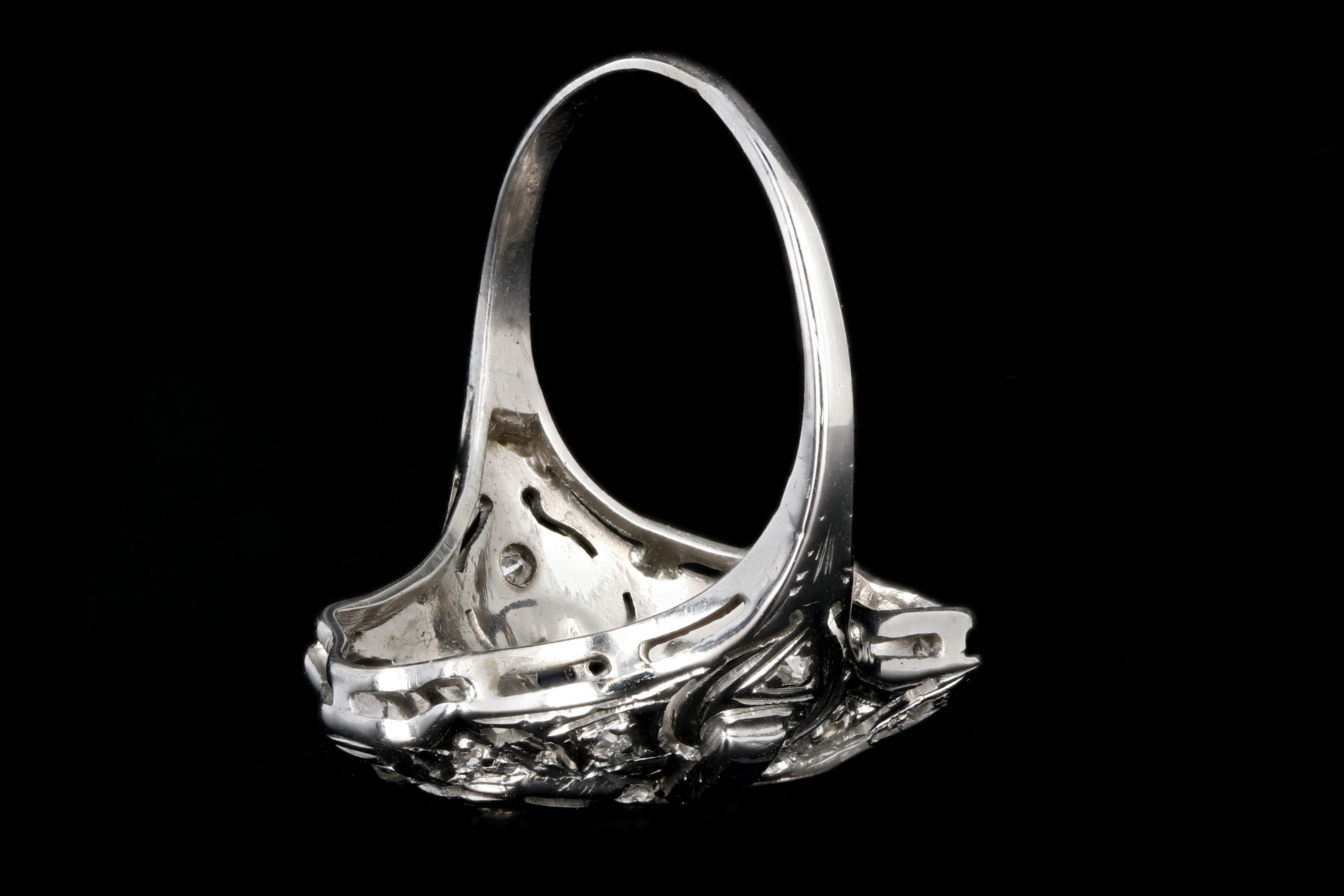 Art Deco 18k White Gold .20 Carat Old European Cut Diamond and Sapphire Shield Style Ring - Queen May