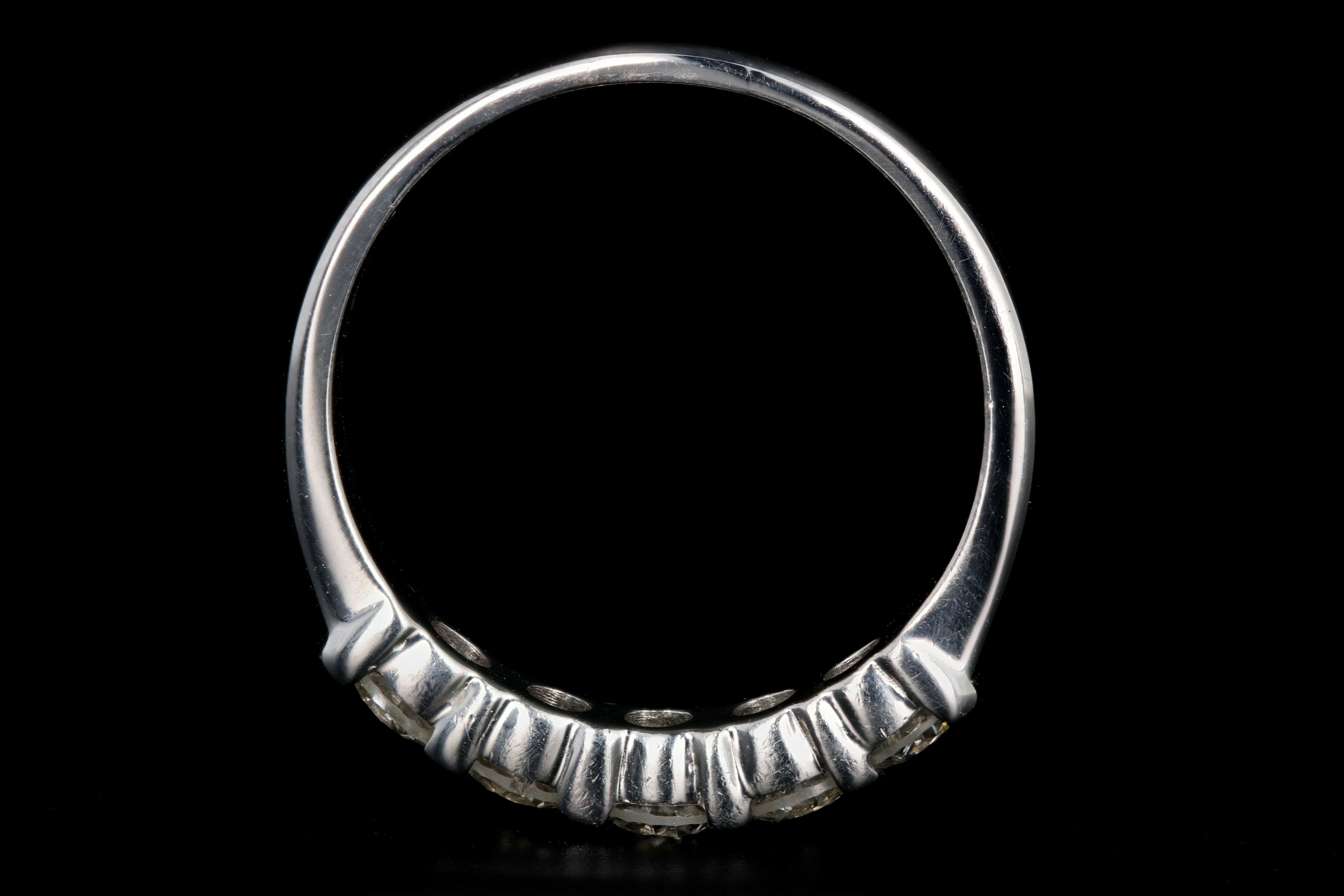 Modern 14K White Gold .75 Carat 5 Stone Diamond Band - Queen May