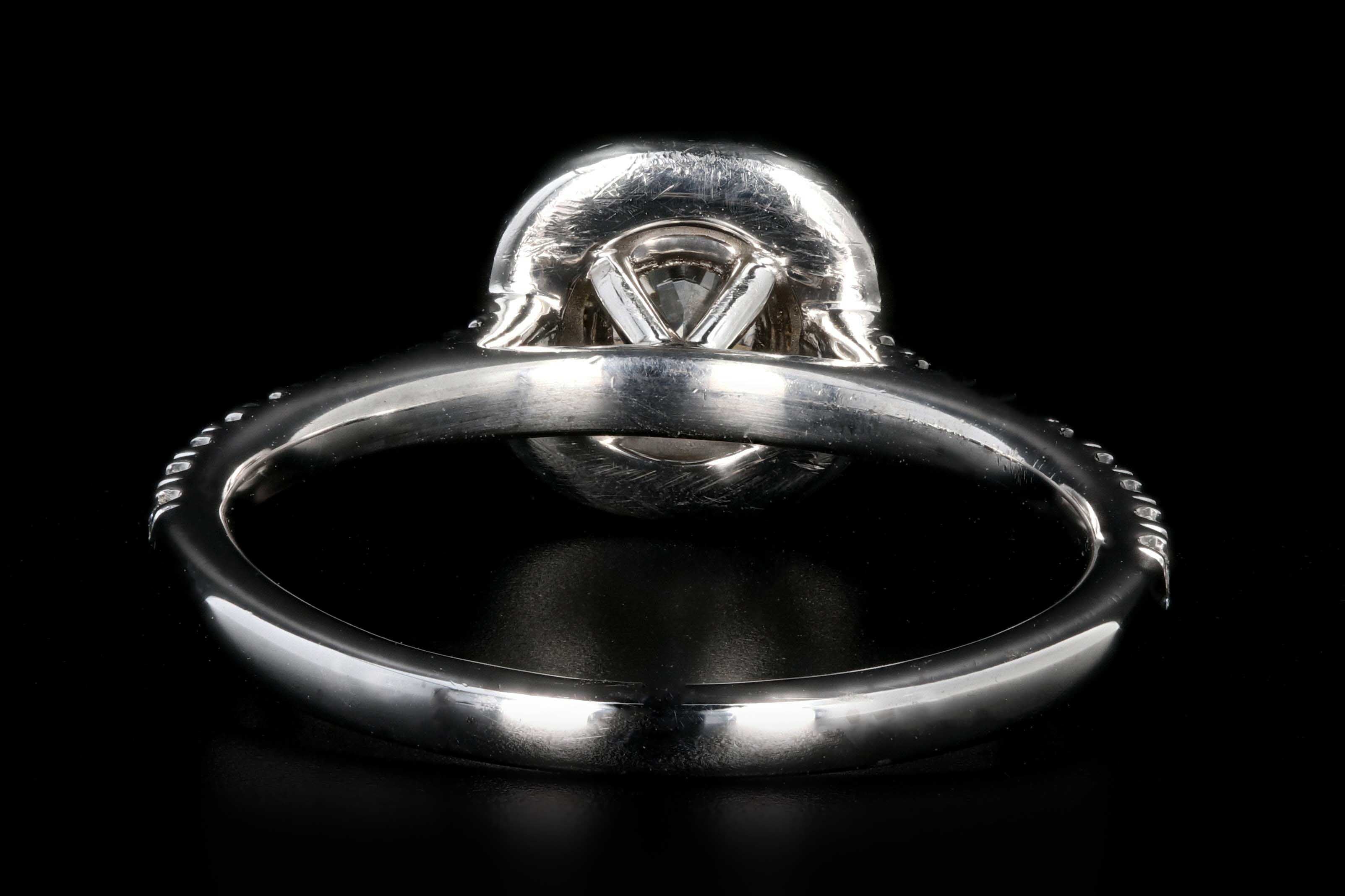 Modern 18K White Gold .40 Carat Round Brilliant Cut Diamond Halo Engagement Ring - Queen May