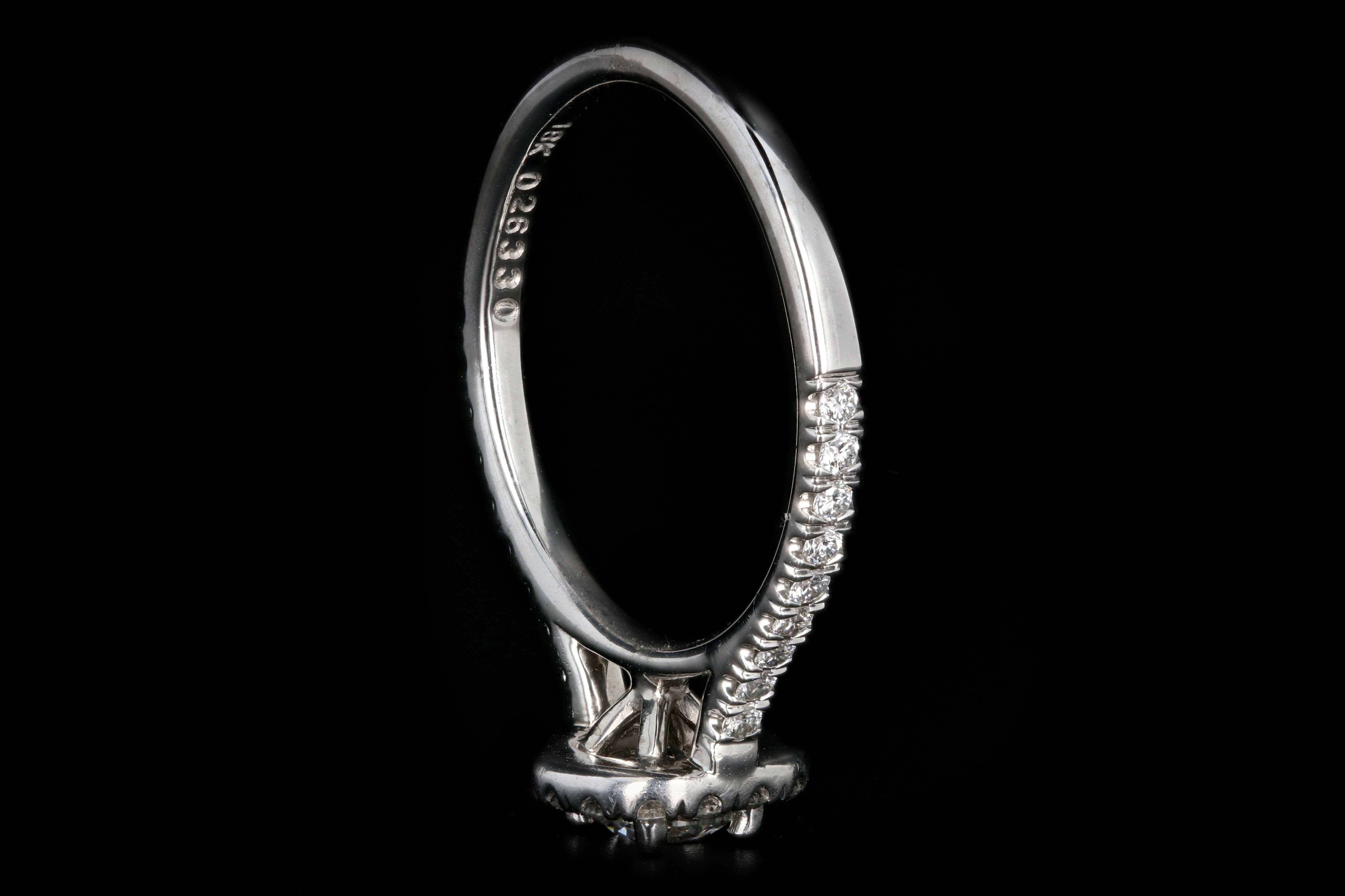 Modern 18K White Gold .40 Carat Round Brilliant Cut Diamond Halo Engagement Ring - Queen May