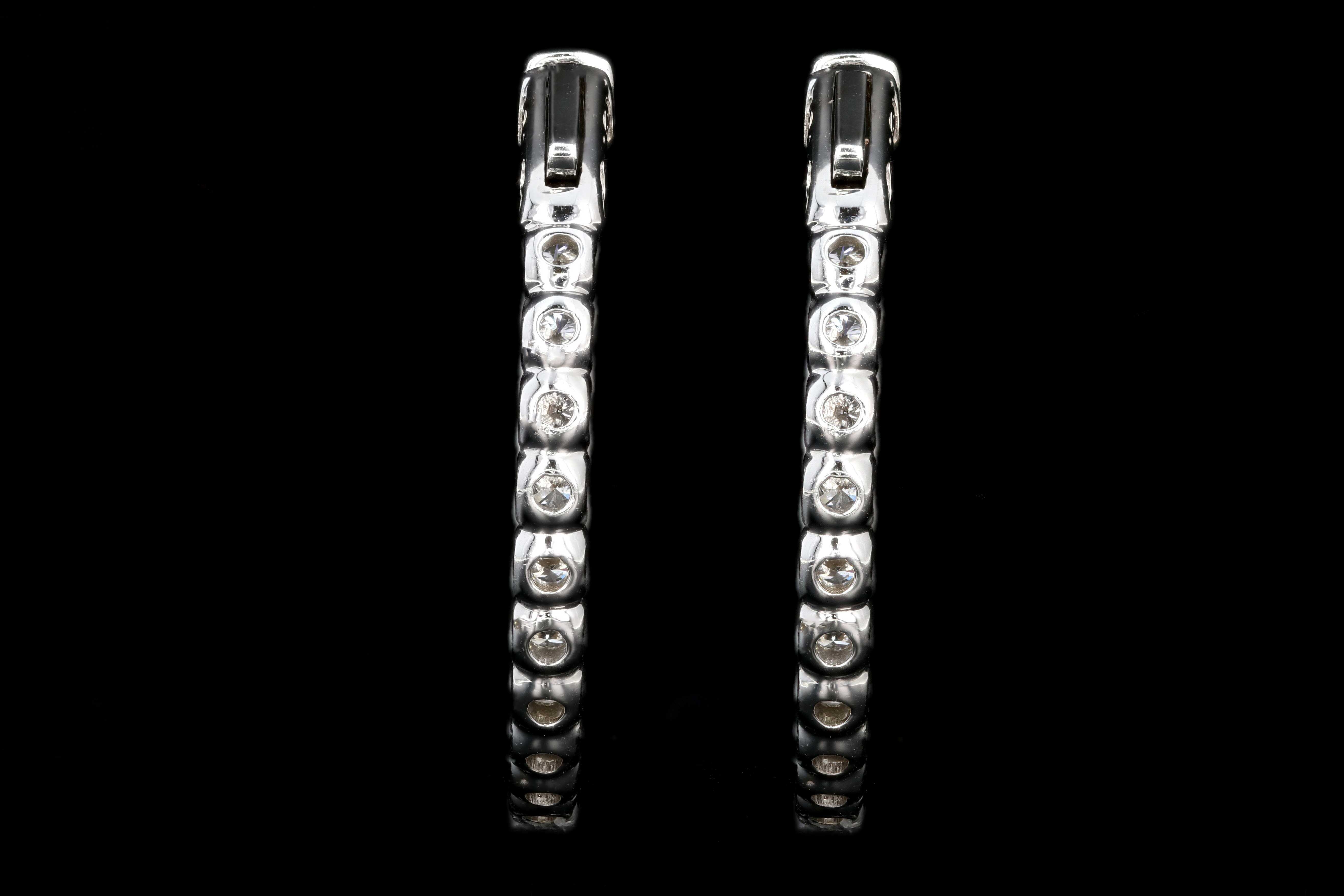 Modern 14K White Gold 5.2CTW Diamond Inside-Out Hoop Earrings - Queen May