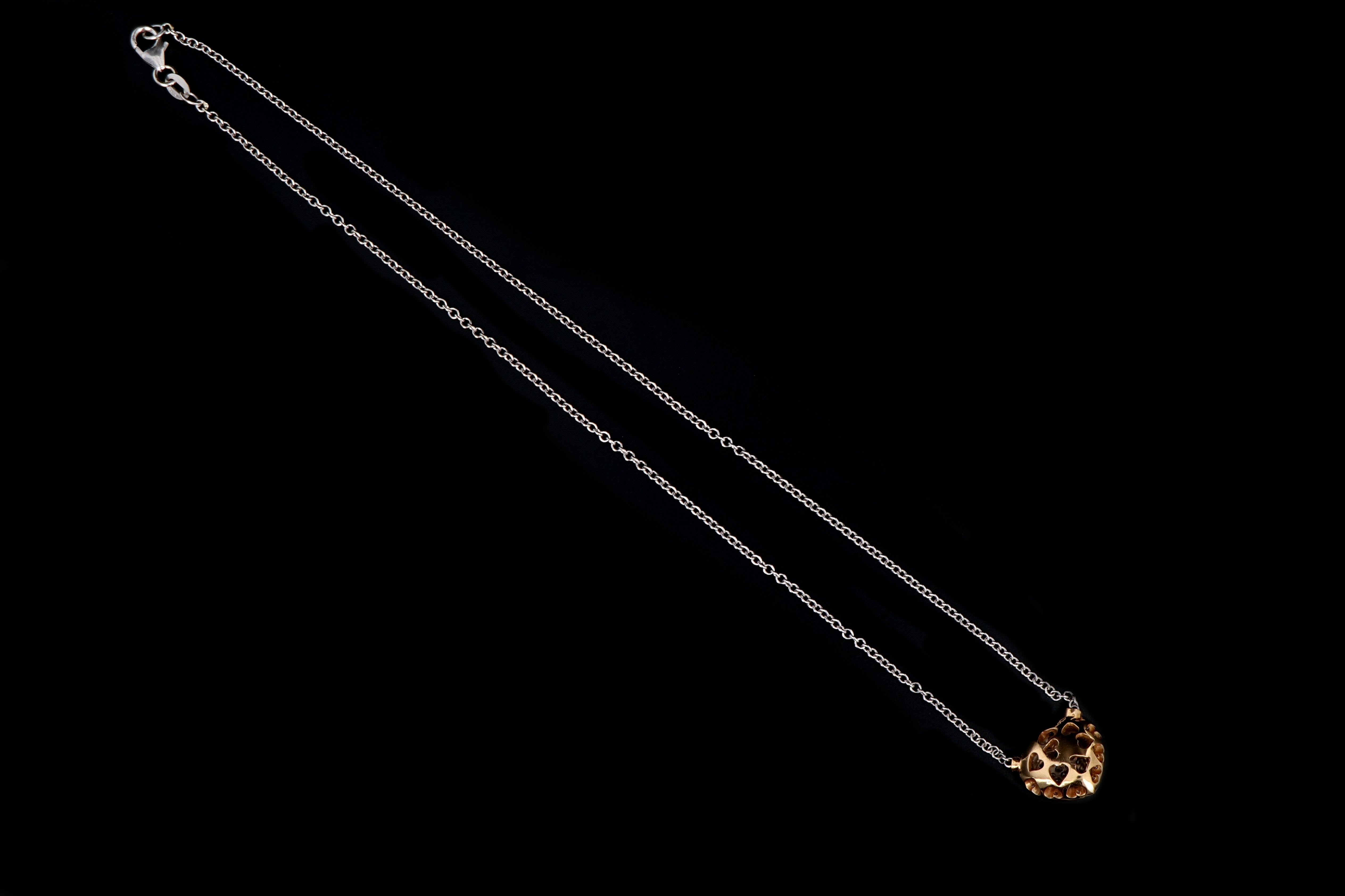 Modern 18K White and Rose Gold .75CTW Diamond Heart Pendant - Queen May