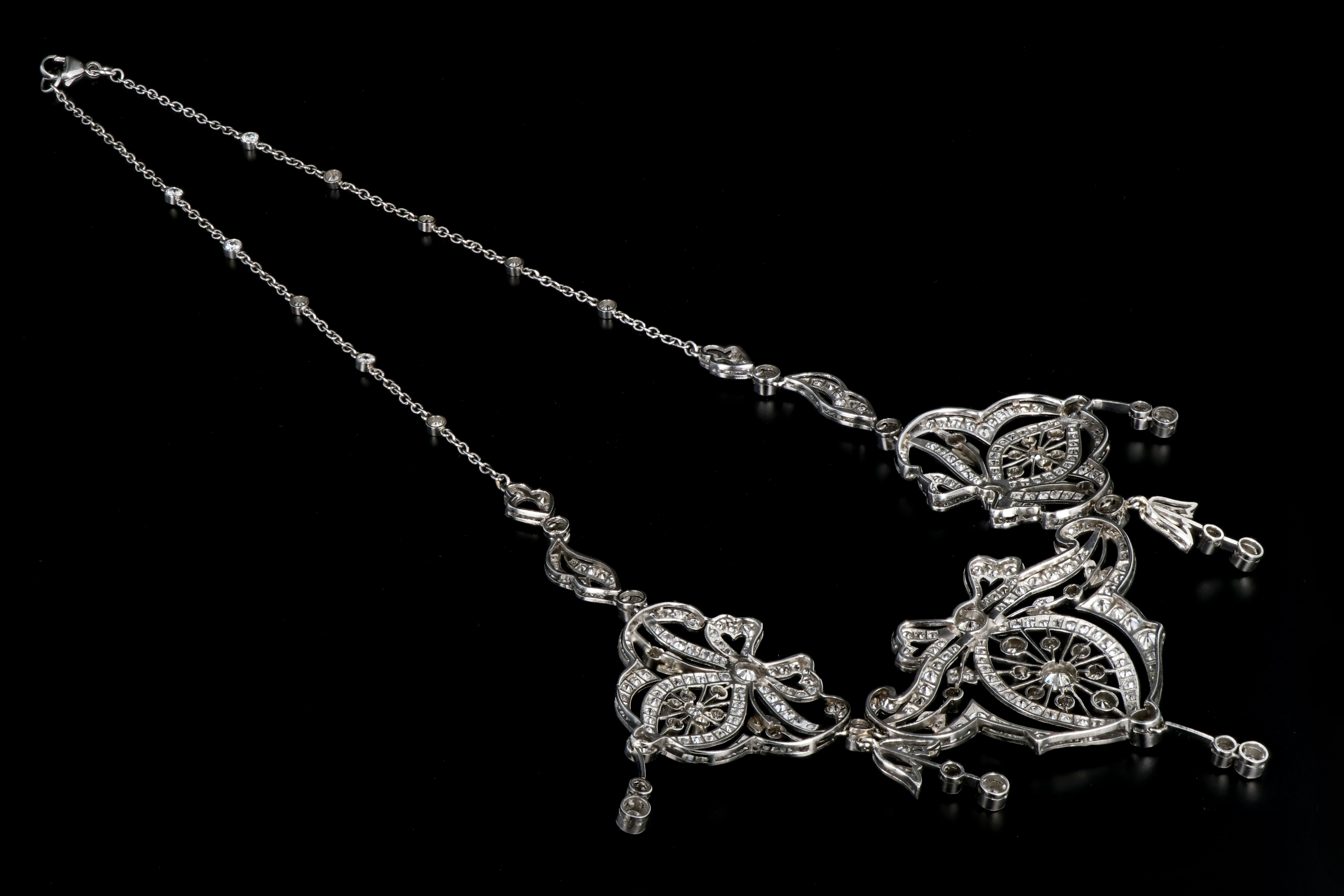 Edwardian Platinum 14.15 Carat Old Cut Diamond Necklace - Queen May
