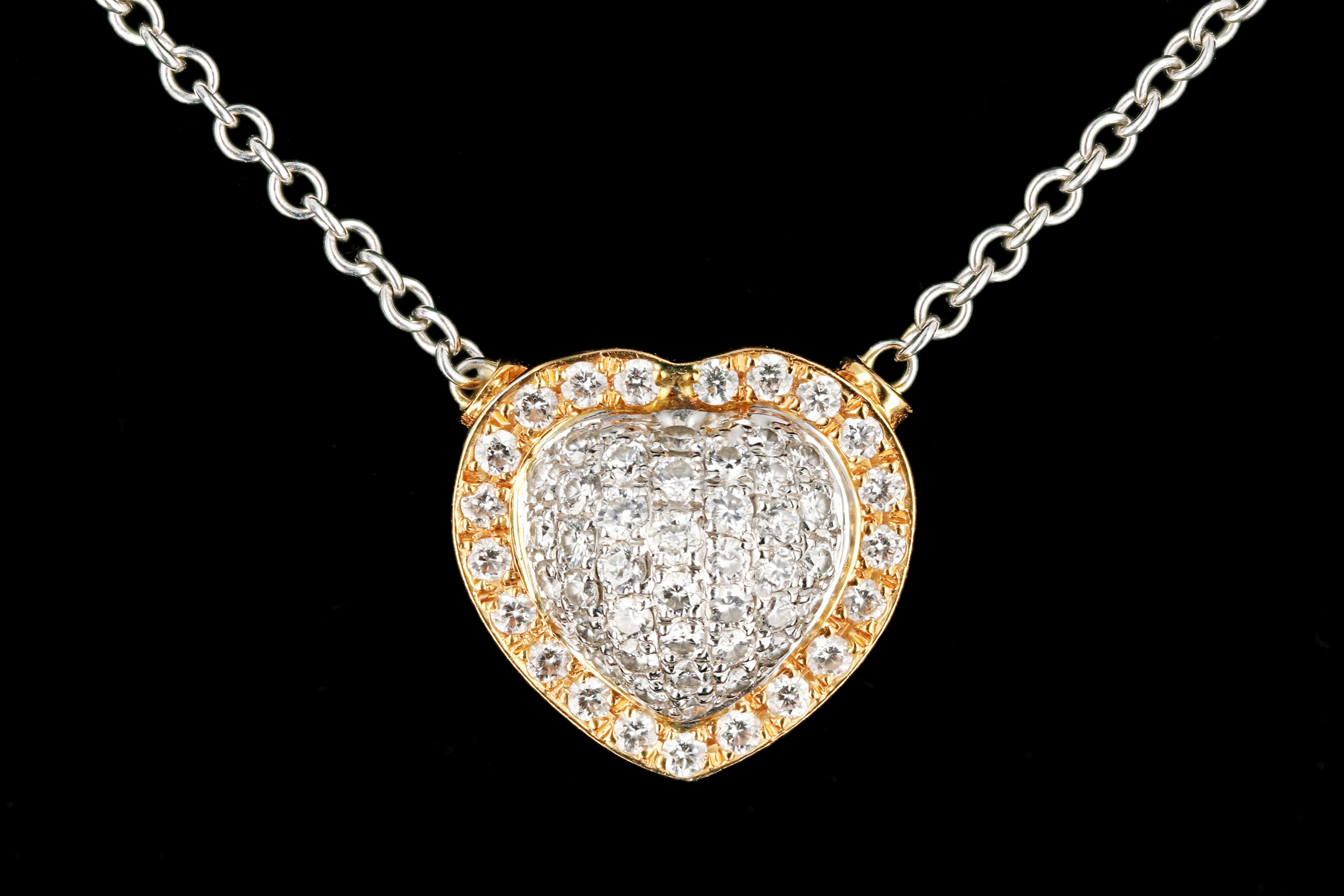 Modern 18K White and Rose Gold .75CTW Diamond Heart Pendant - Queen May