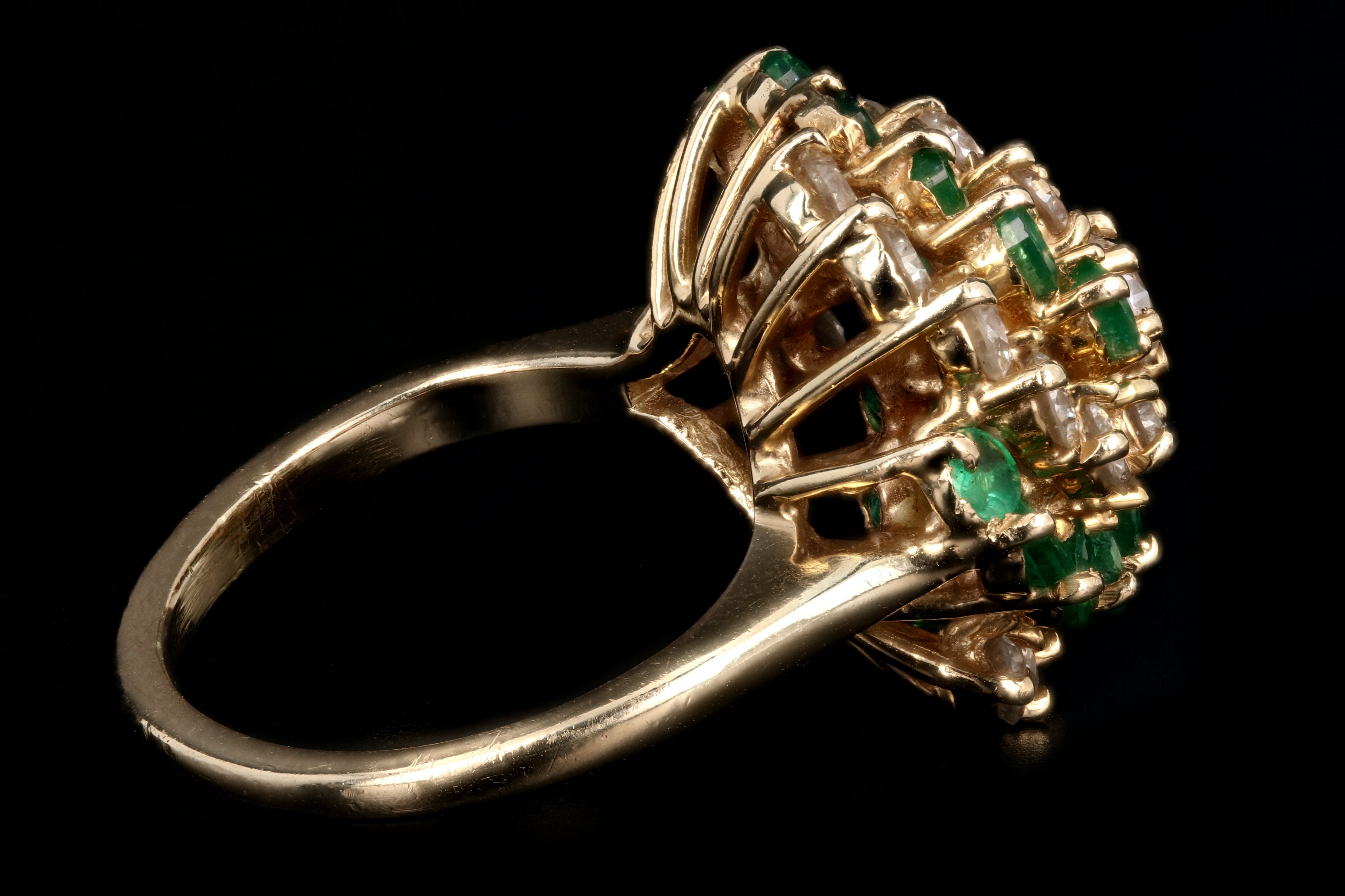 14K Yellow Gold 1.5 Carat Emerald and Diamond Ring - Queen May