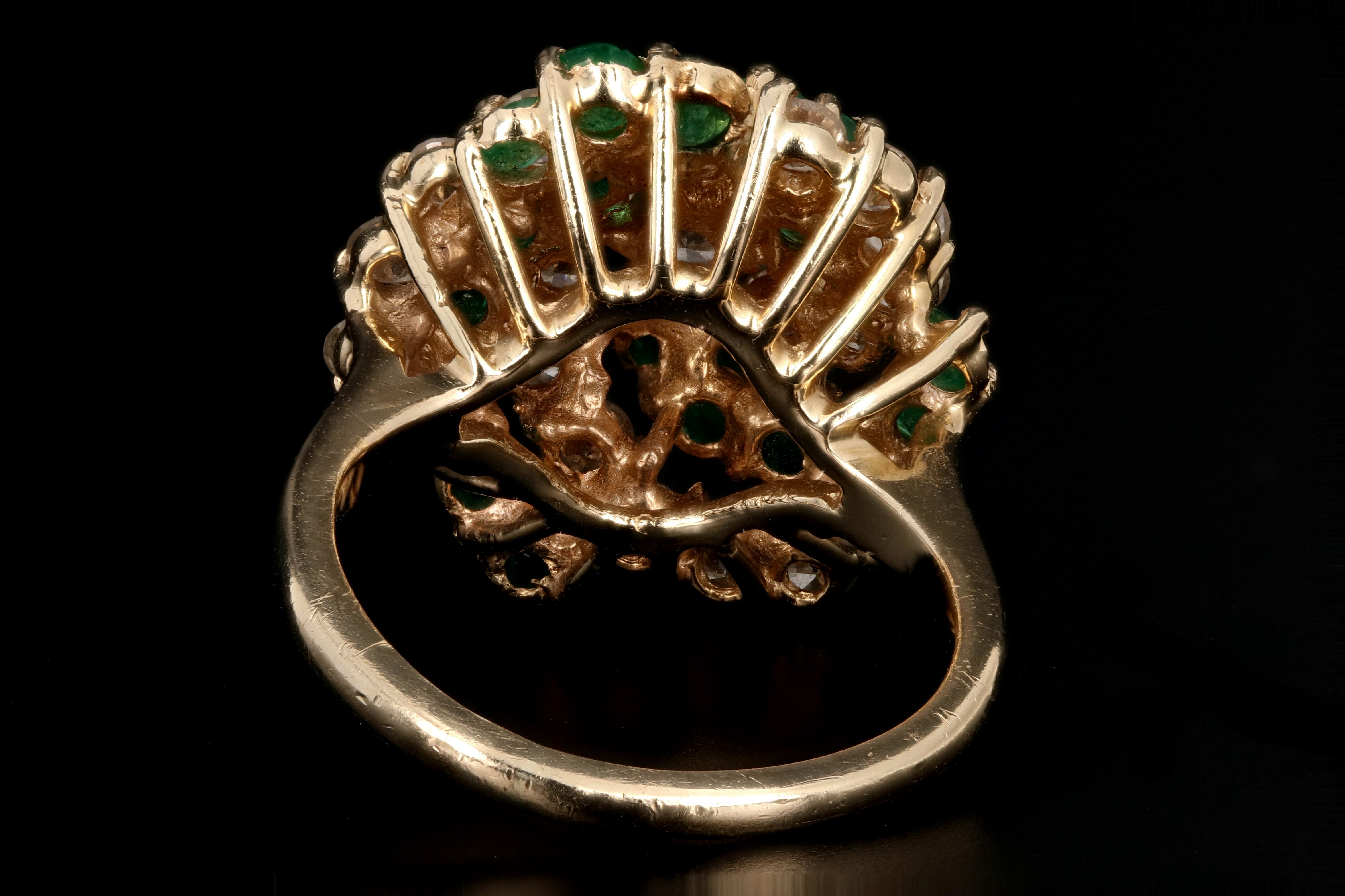 14K Yellow Gold 1.5 Carat Emerald and Diamond Ring - Queen May