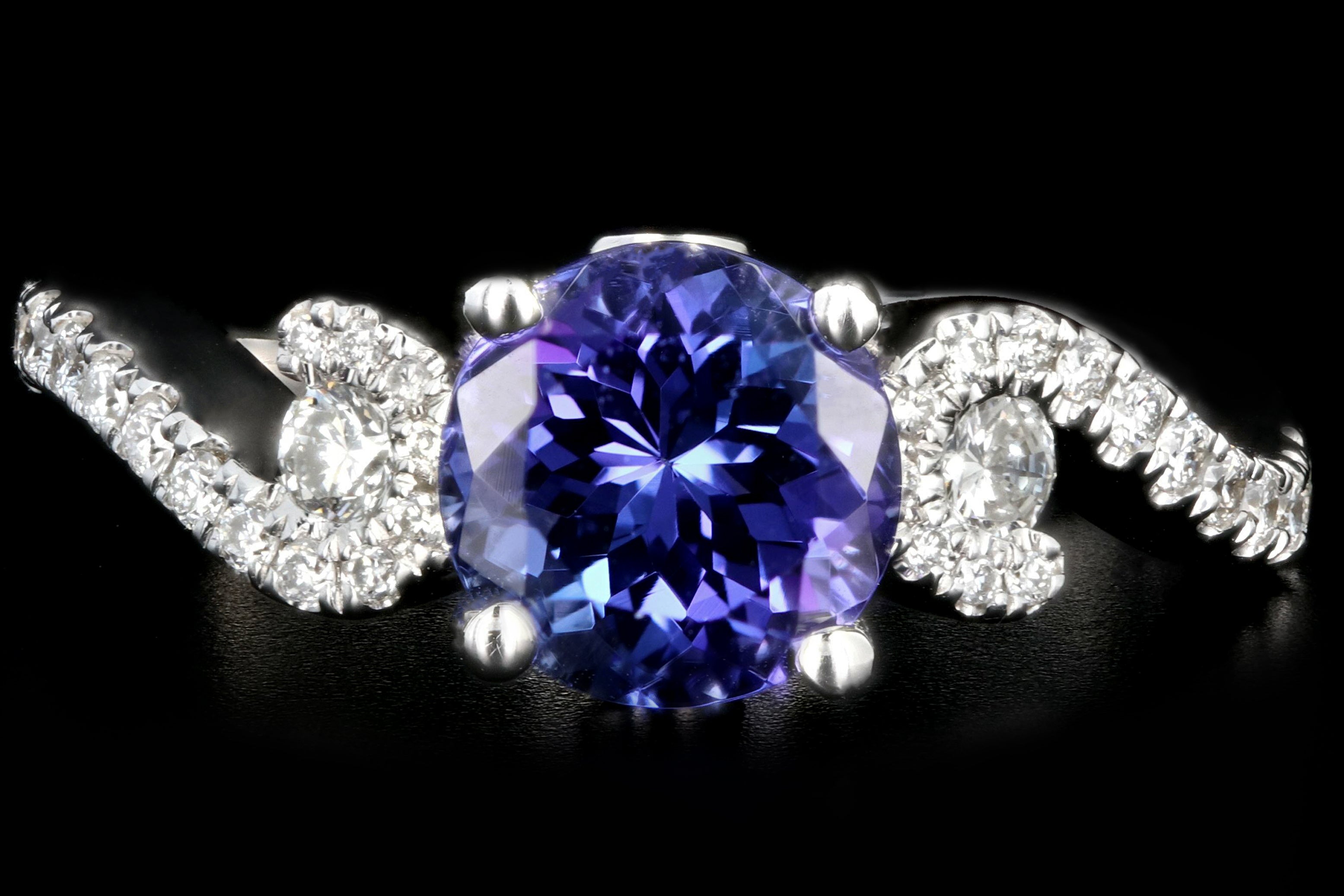 Modern 14K White Gold 1.63CT Tanzanite and Diamond Ring - Queen May