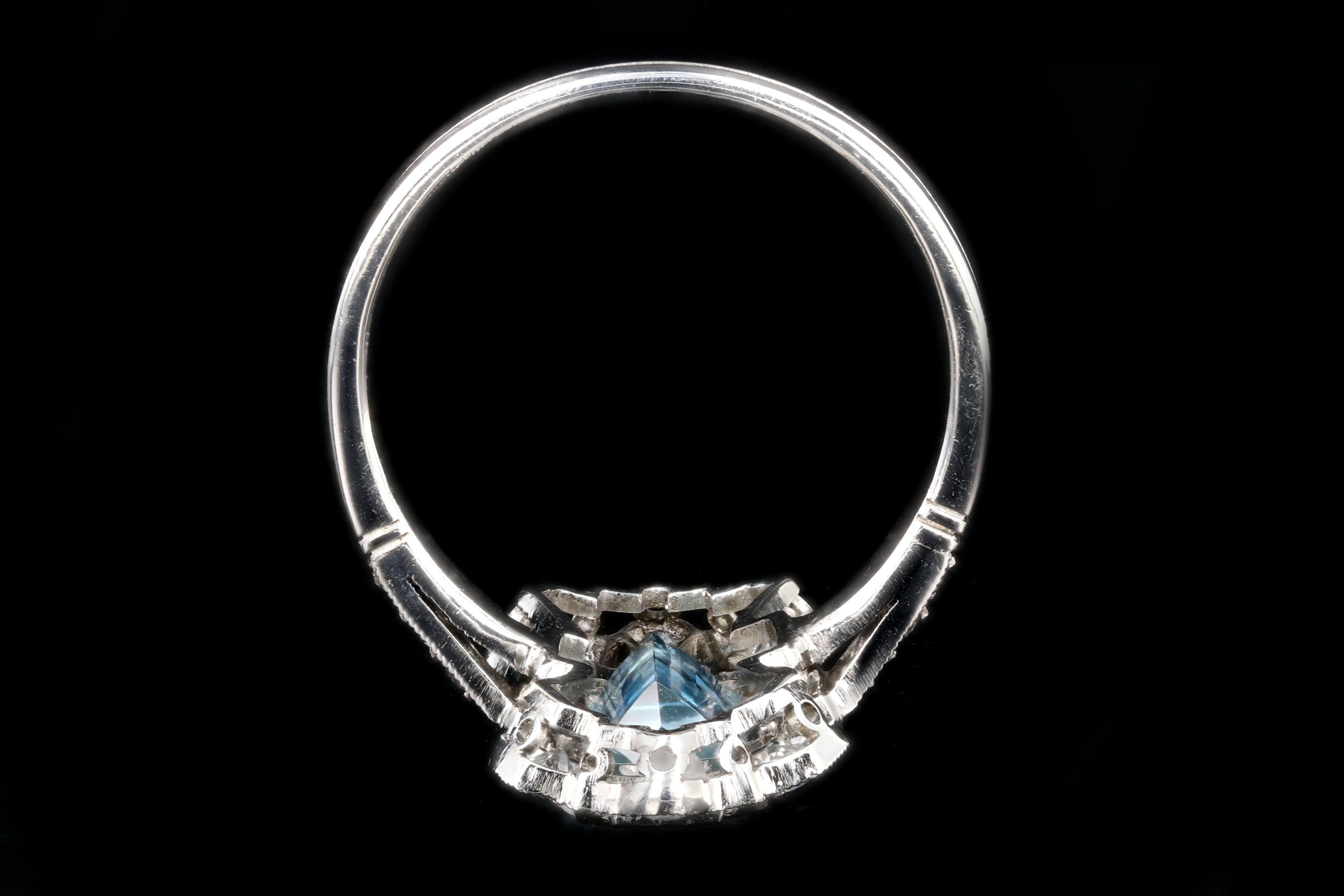 Art Deco Style Platinum 1.5 Carat Aquamarine Ring - Queen May
