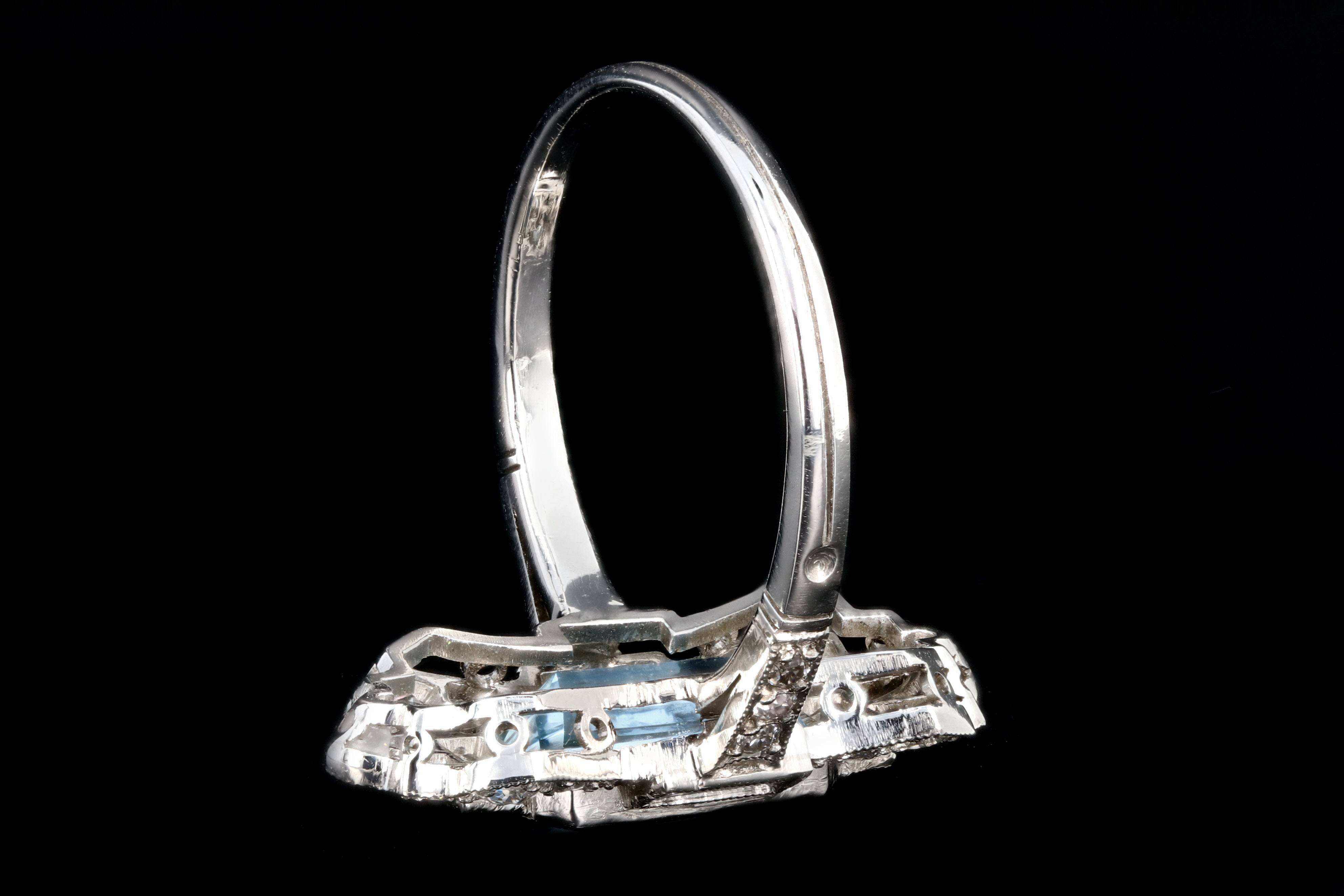 Art Deco Style Platinum 1.5 Carat Aquamarine Ring - Queen May