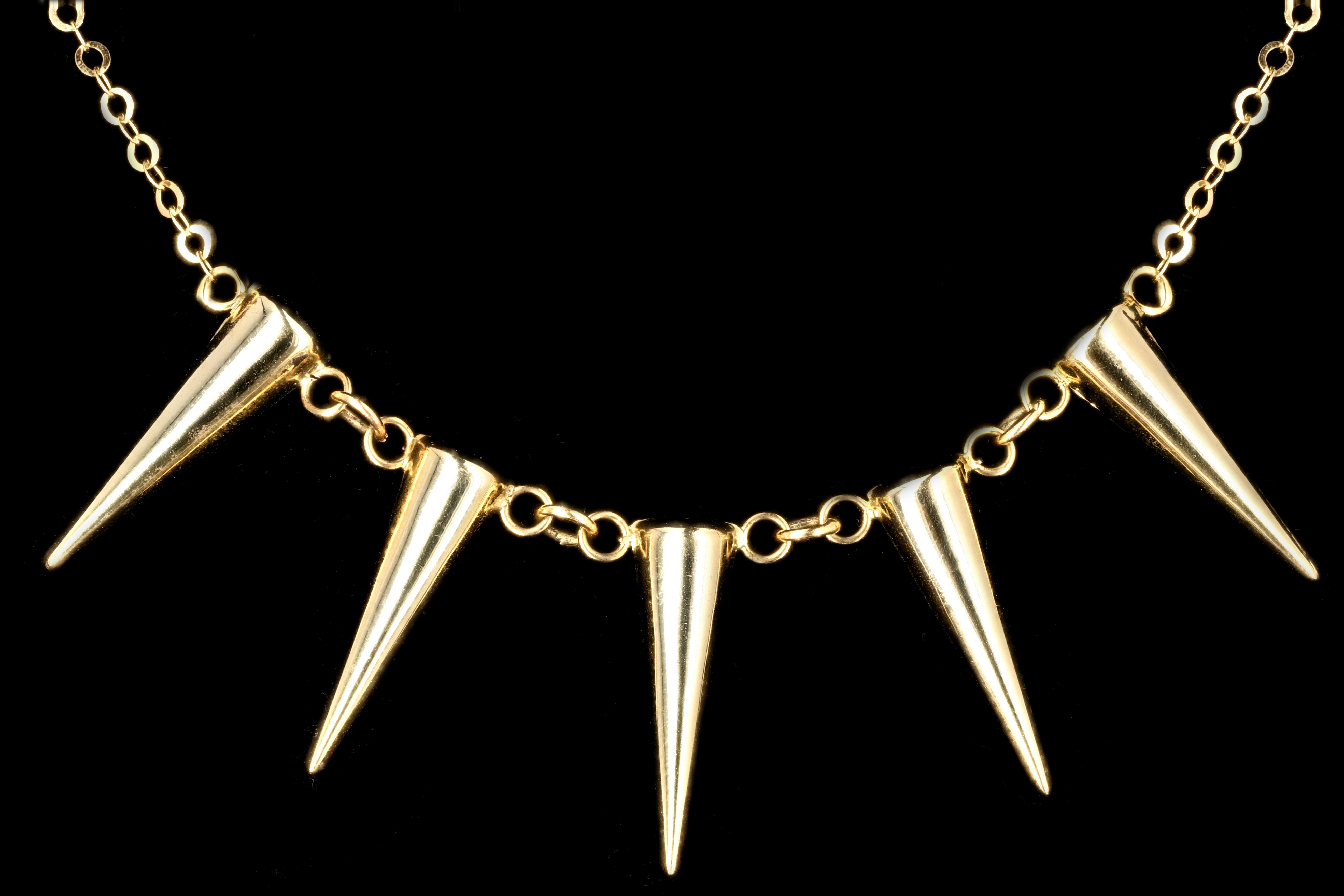 New 14K Yellow Gold Spike Necklace - Queen May