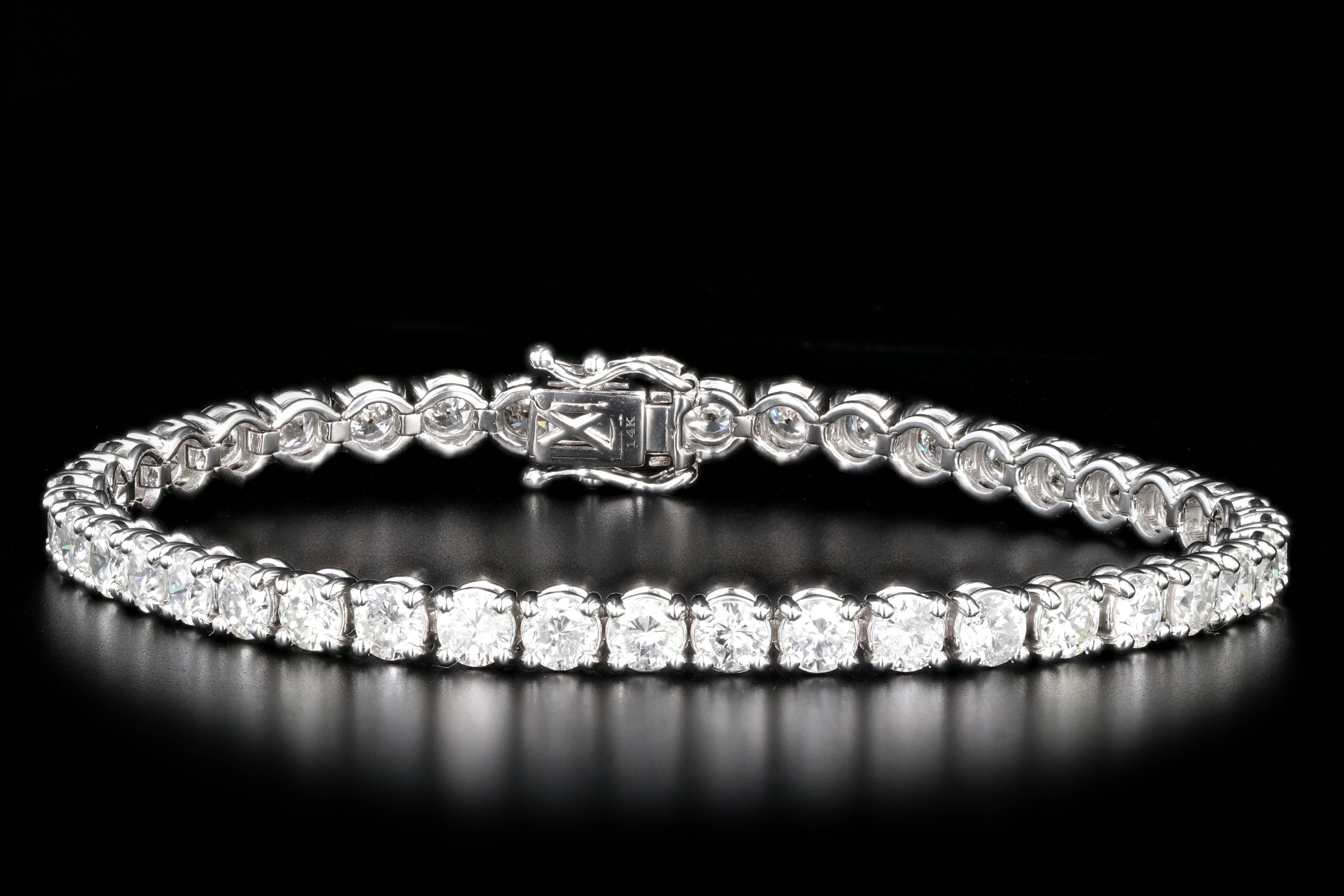 New 14K White Gold 9.17 Carat Diamond Tennis Bracelet - Queen May