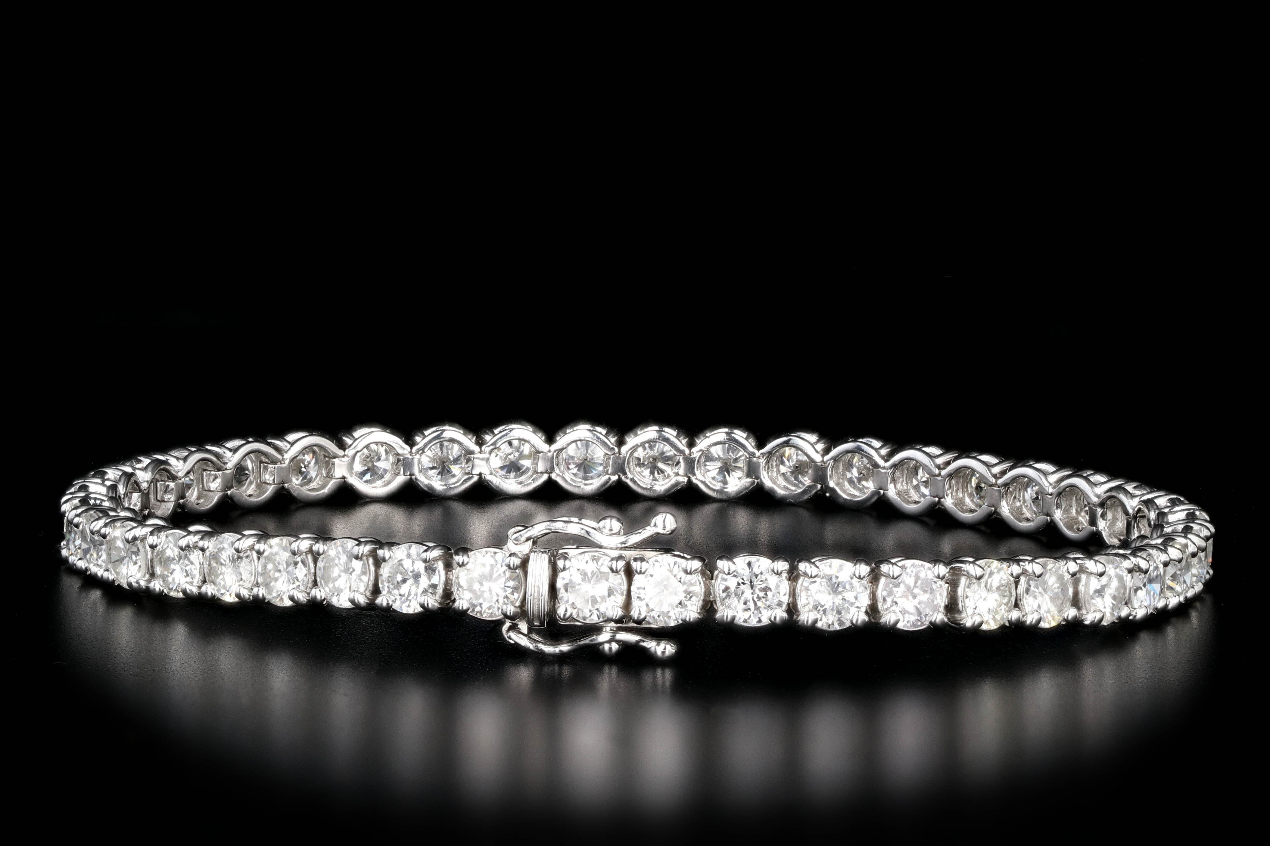 New 14K White Gold 9.17 Carat Diamond Tennis Bracelet - Queen May