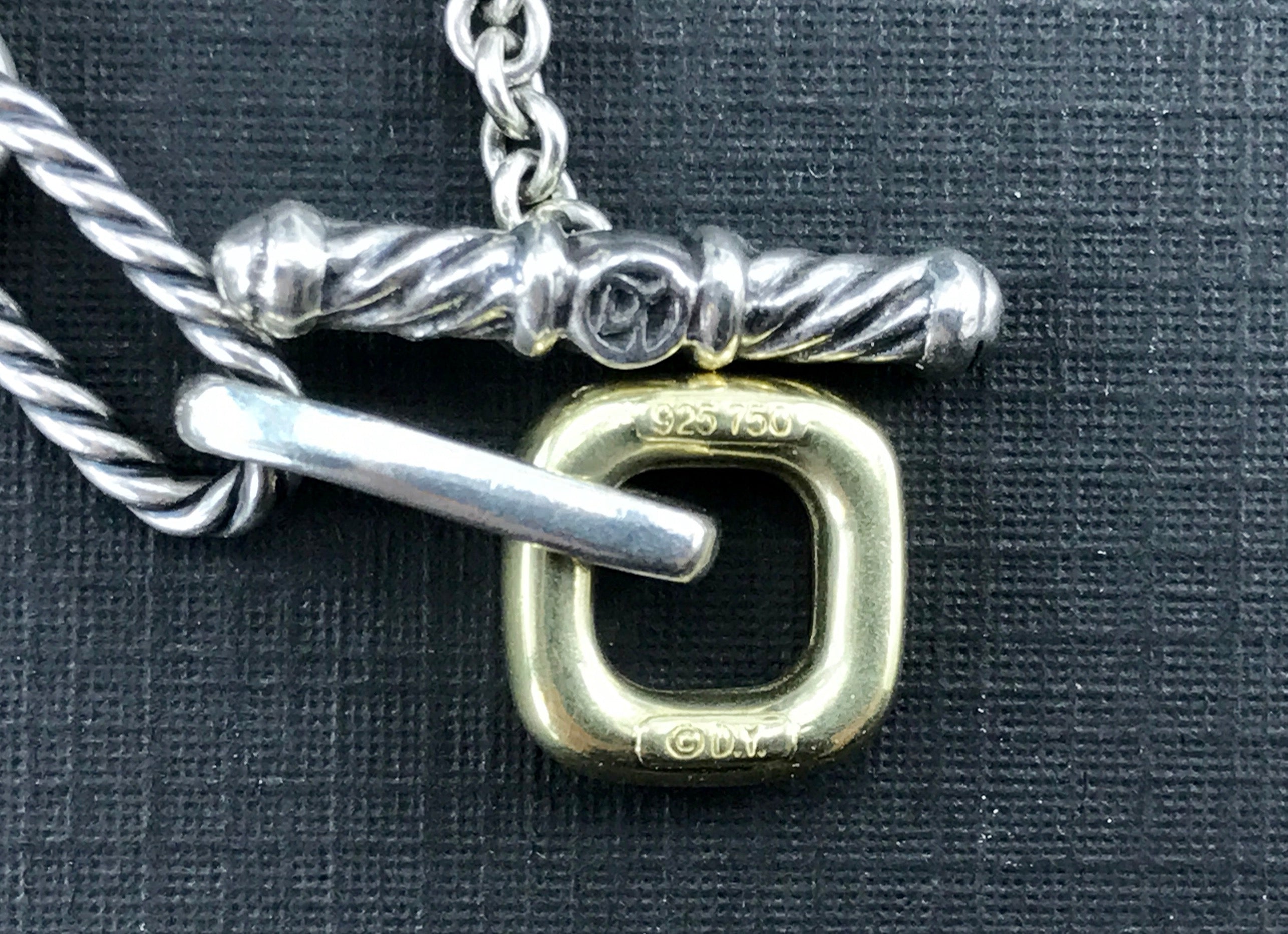David Yurman Sterling Silver & 18K Gold Figaro Toggle Necklace 18.5" - Queen May