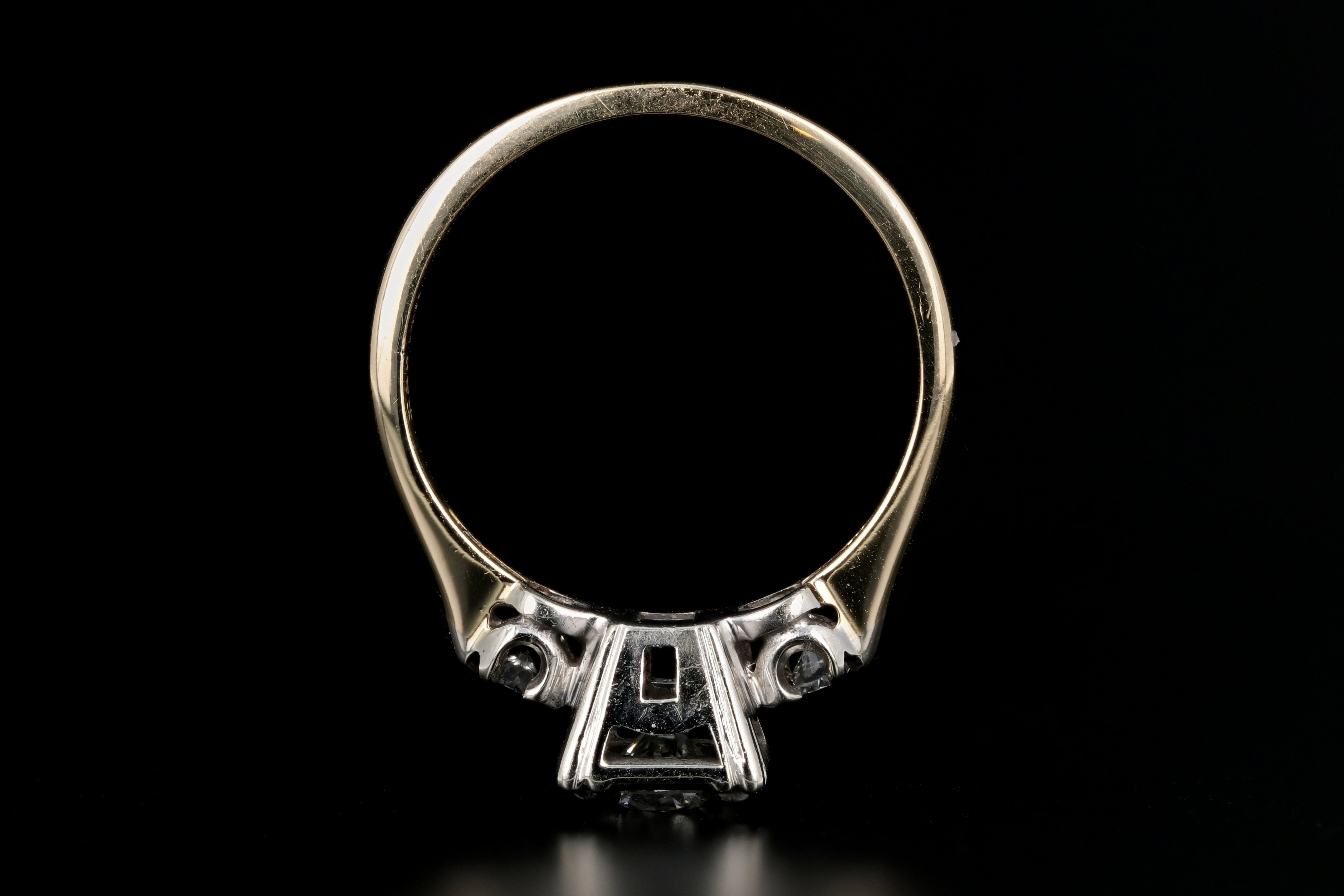 Retro 14K White & Yellow Gold .50 Carat Diamond Engagement Ring - Queen May