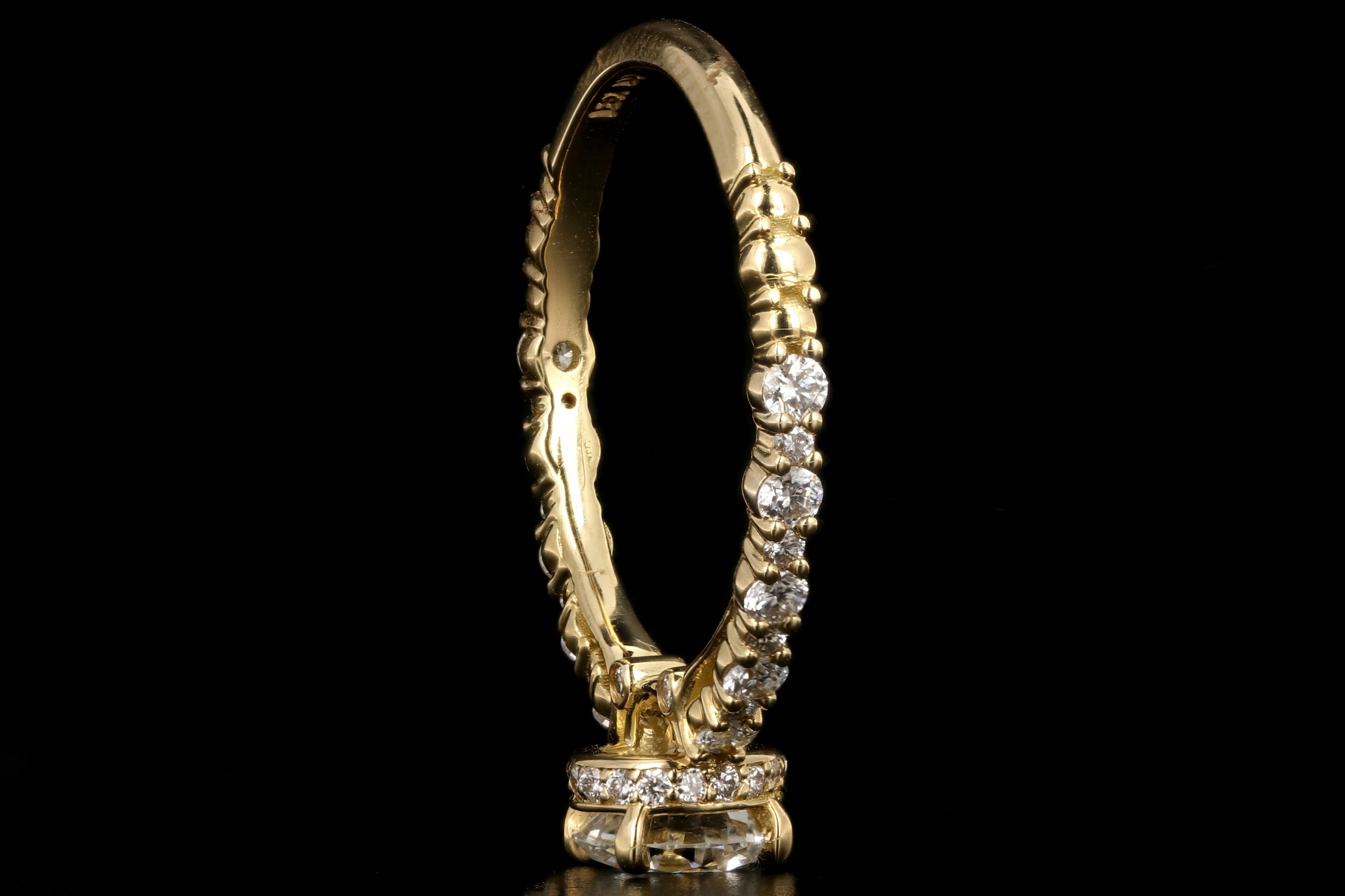 Modern 18k Yellow Gold .84CT Round Cut Diamond Engagement Ring - Queen May