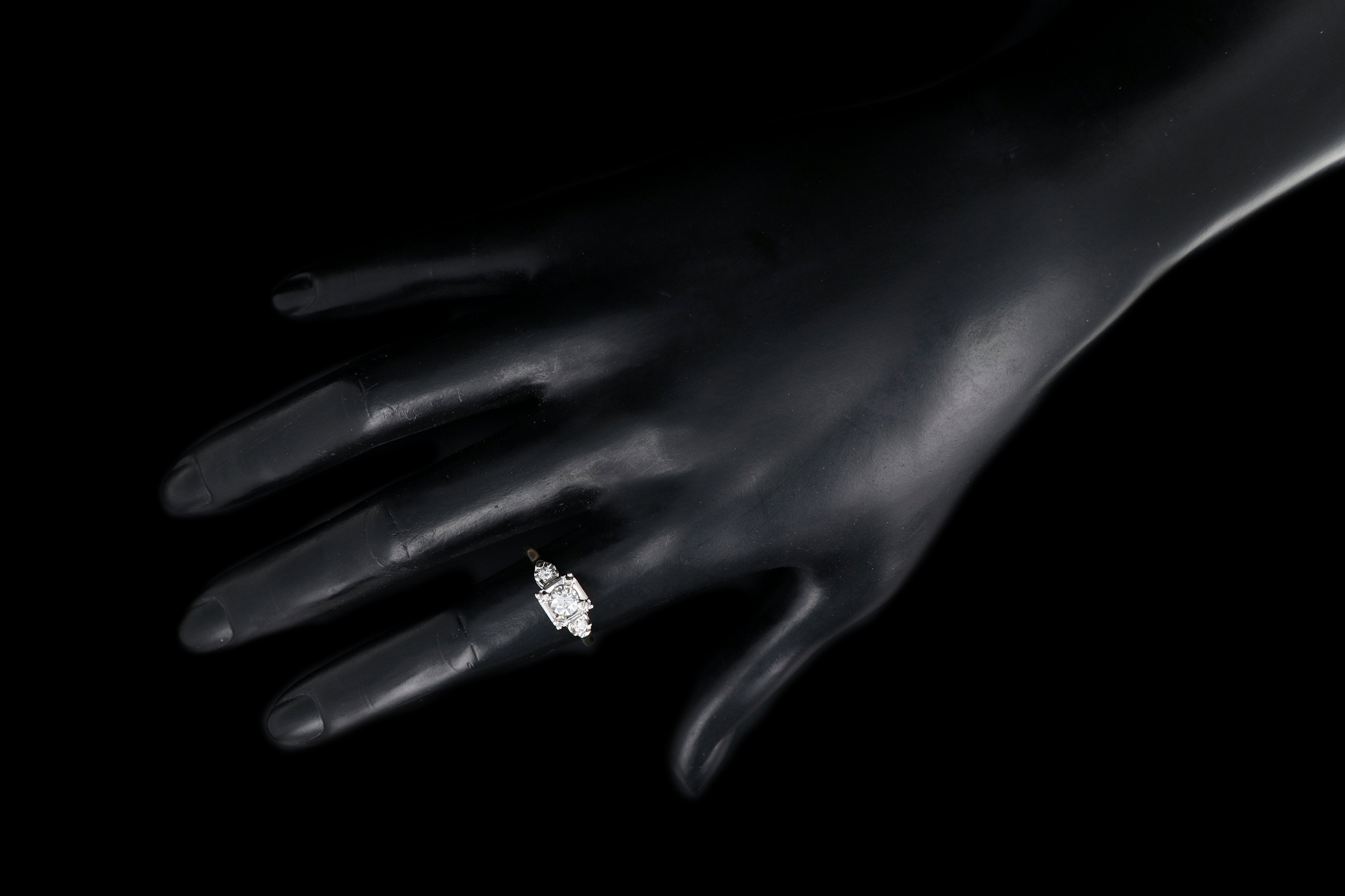 Retro 14K White & Yellow Gold .50 Carat Diamond Engagement Ring - Queen May