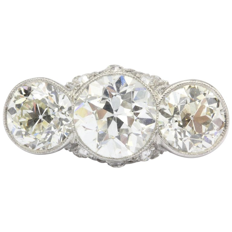 Art Deco Platinum & 5.1 Carat Old European Cut Diamond Hutchison & Huestis Engagement Ring - Queen May