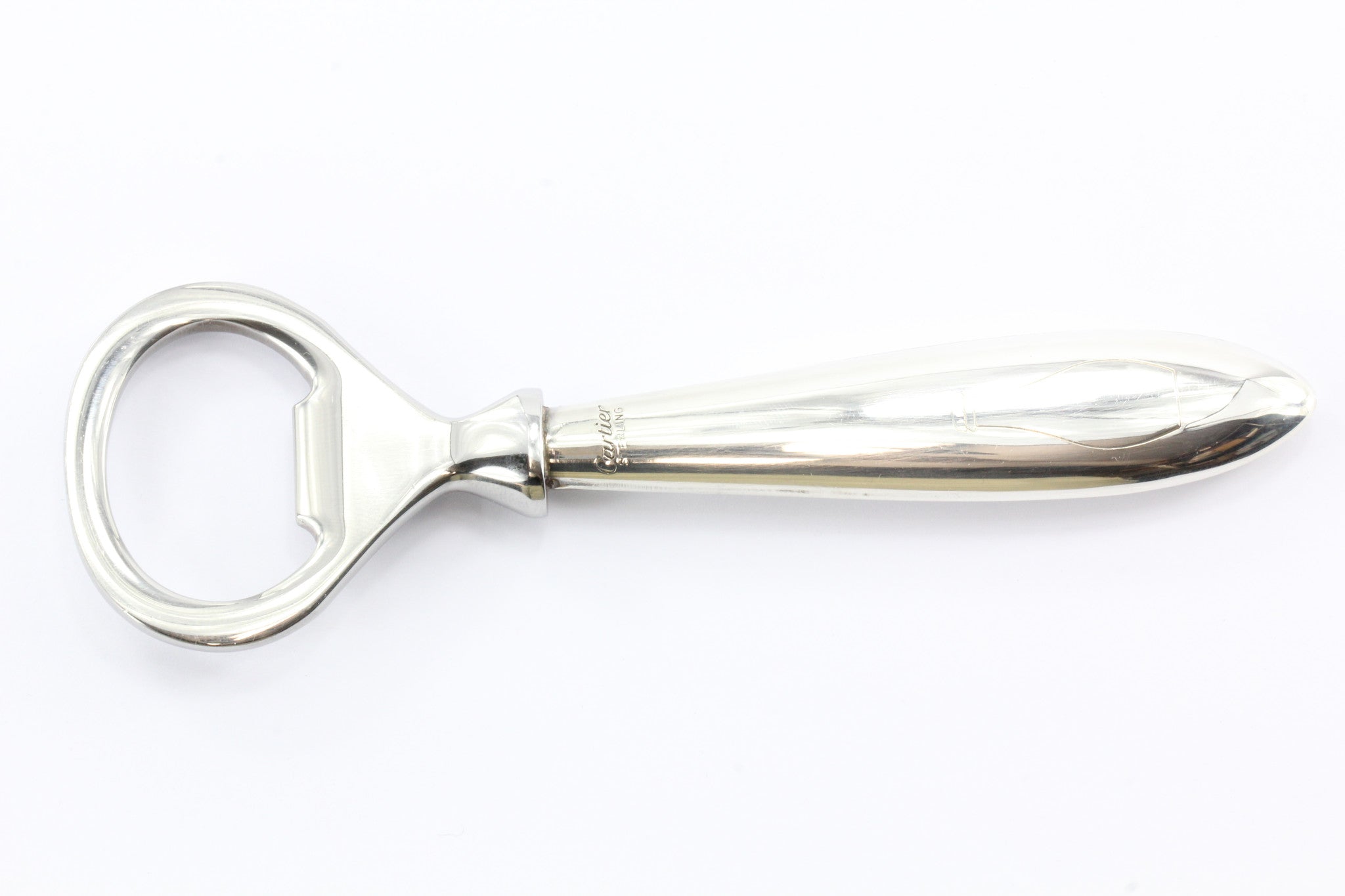 Cartier Sterling Silver Perrier 3 Piece Set Bottle Opener & 2 Tops in Case - Queen May