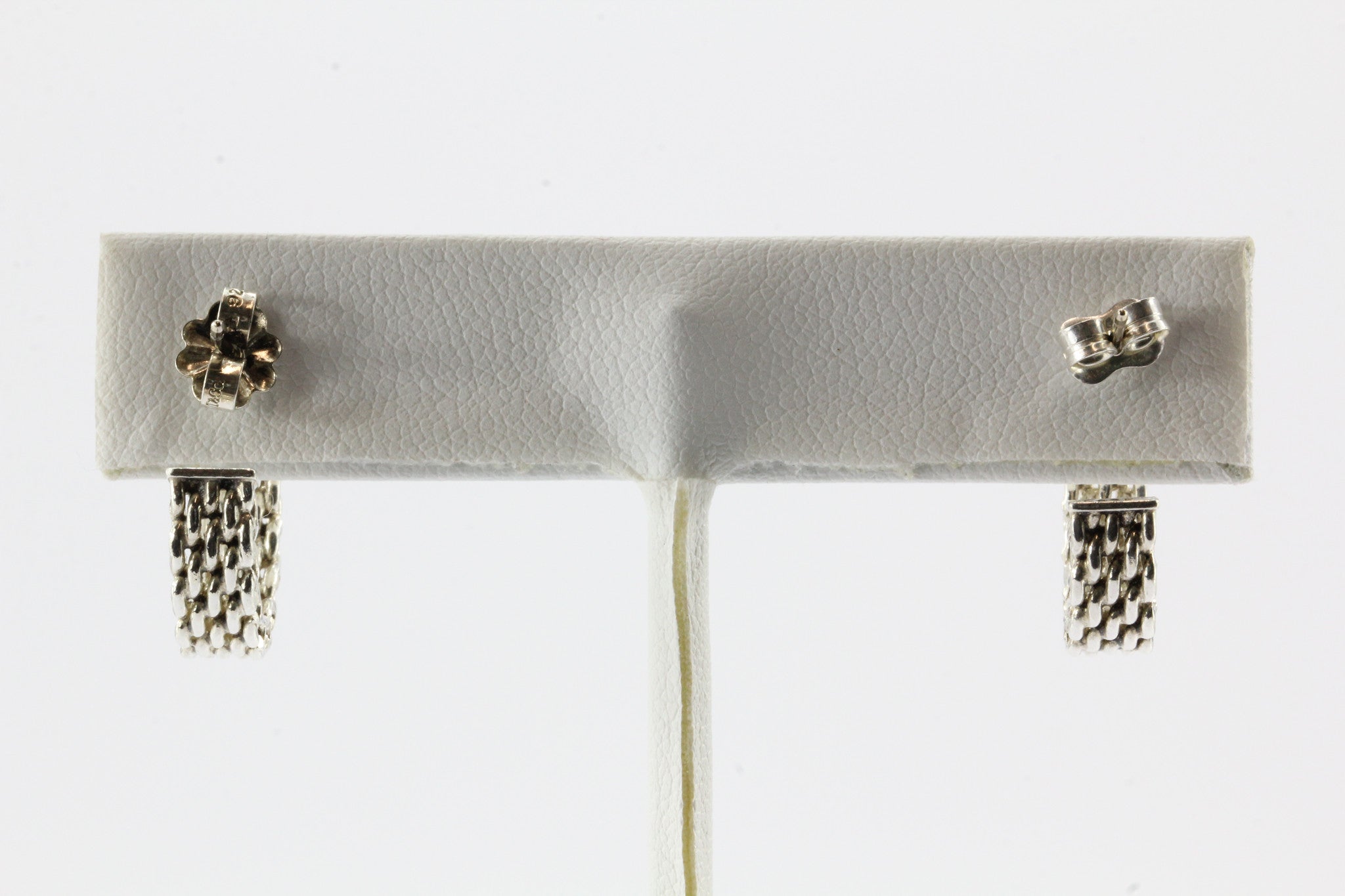 Tiffany & Co Sterling Silver Somerset Mesh Half Hoop Earrings - Queen May