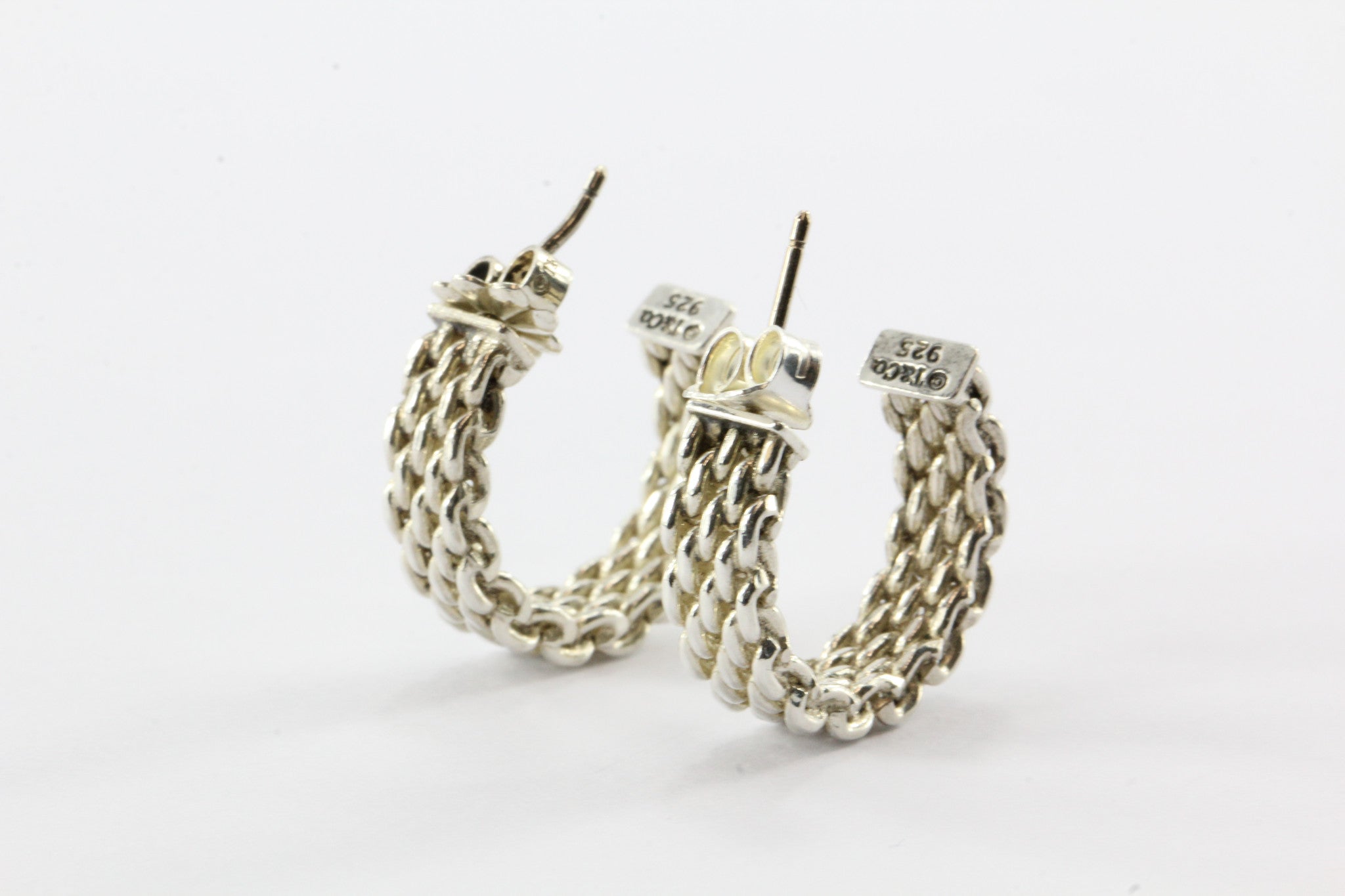 Tiffany & Co Sterling Silver Somerset Mesh Half Hoop Earrings - Queen May