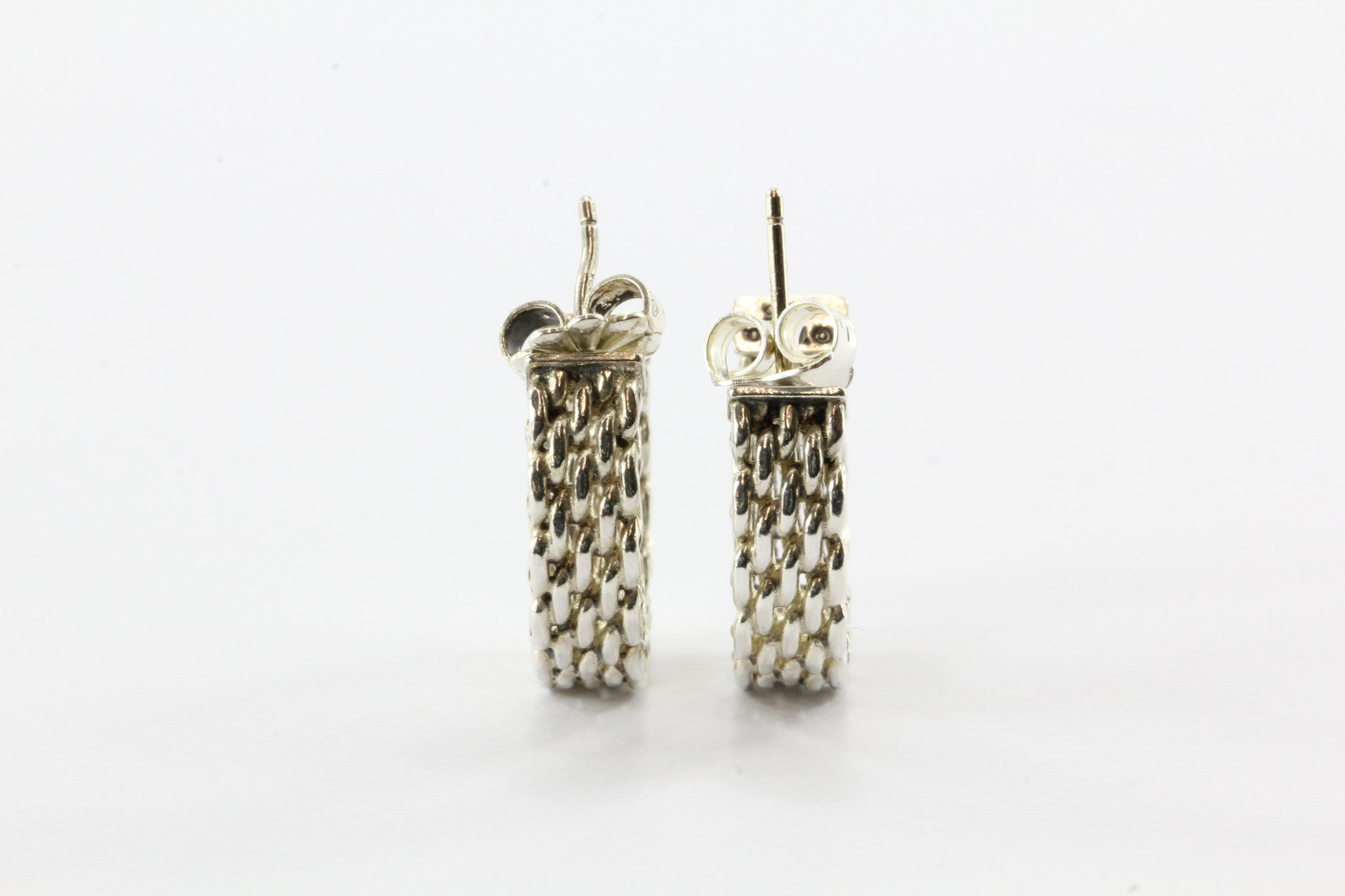 Tiffany & Co Sterling Silver Somerset Mesh Half Hoop Earrings - Queen May