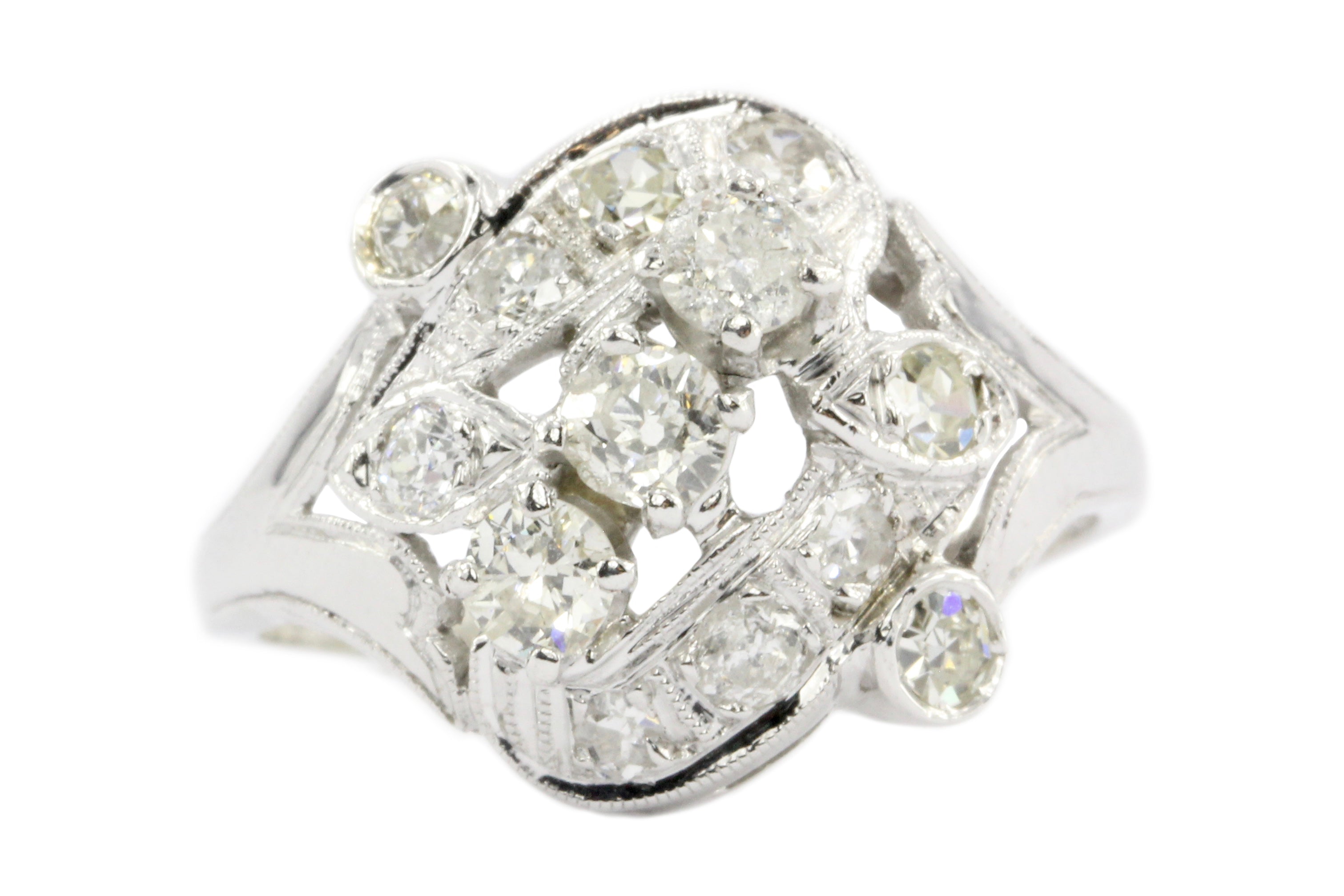 Art Deco 14K White Gold .75 CTW Ring - Queen May