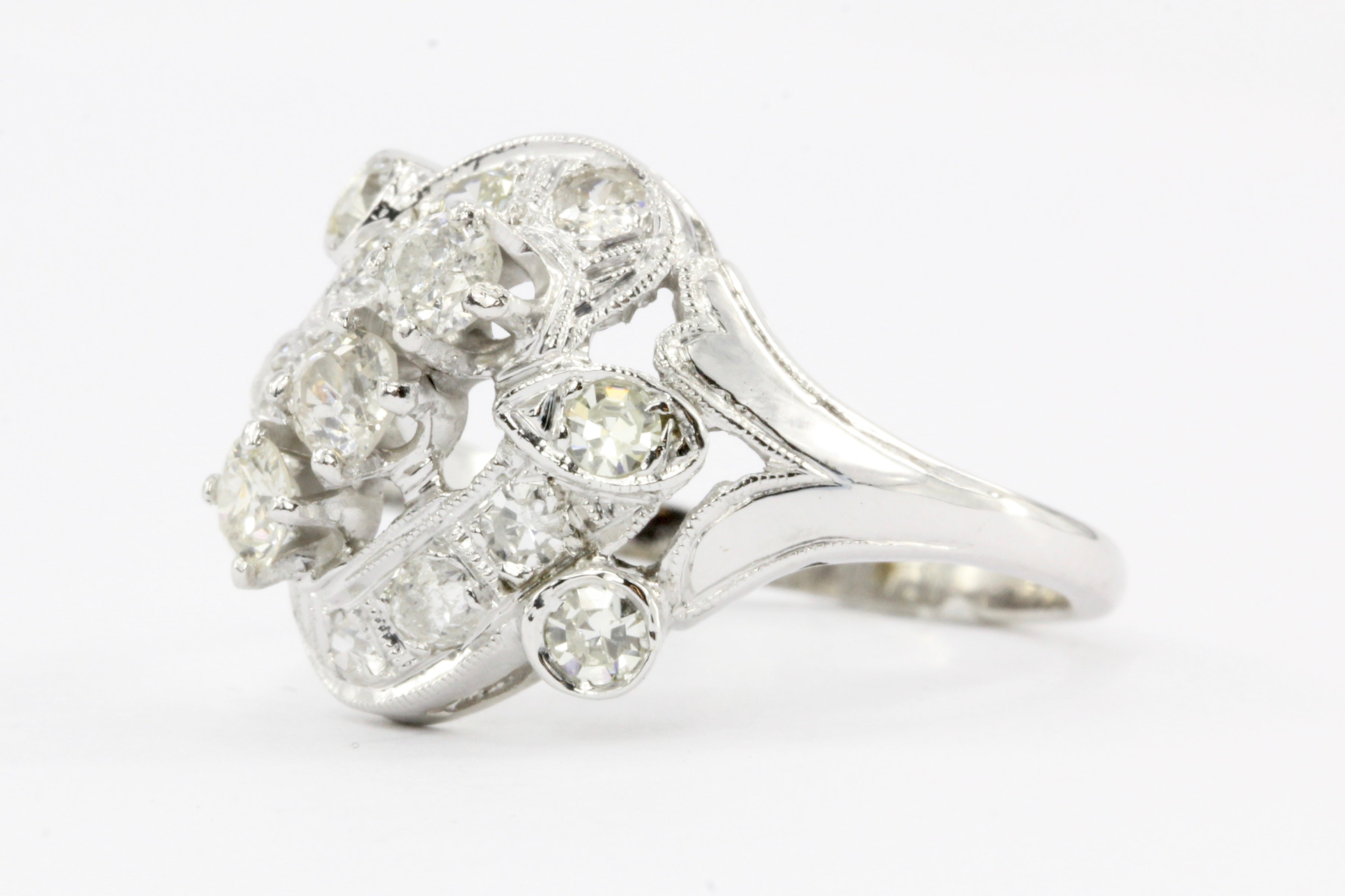 Art Deco 14K White Gold .75 CTW Ring - Queen May