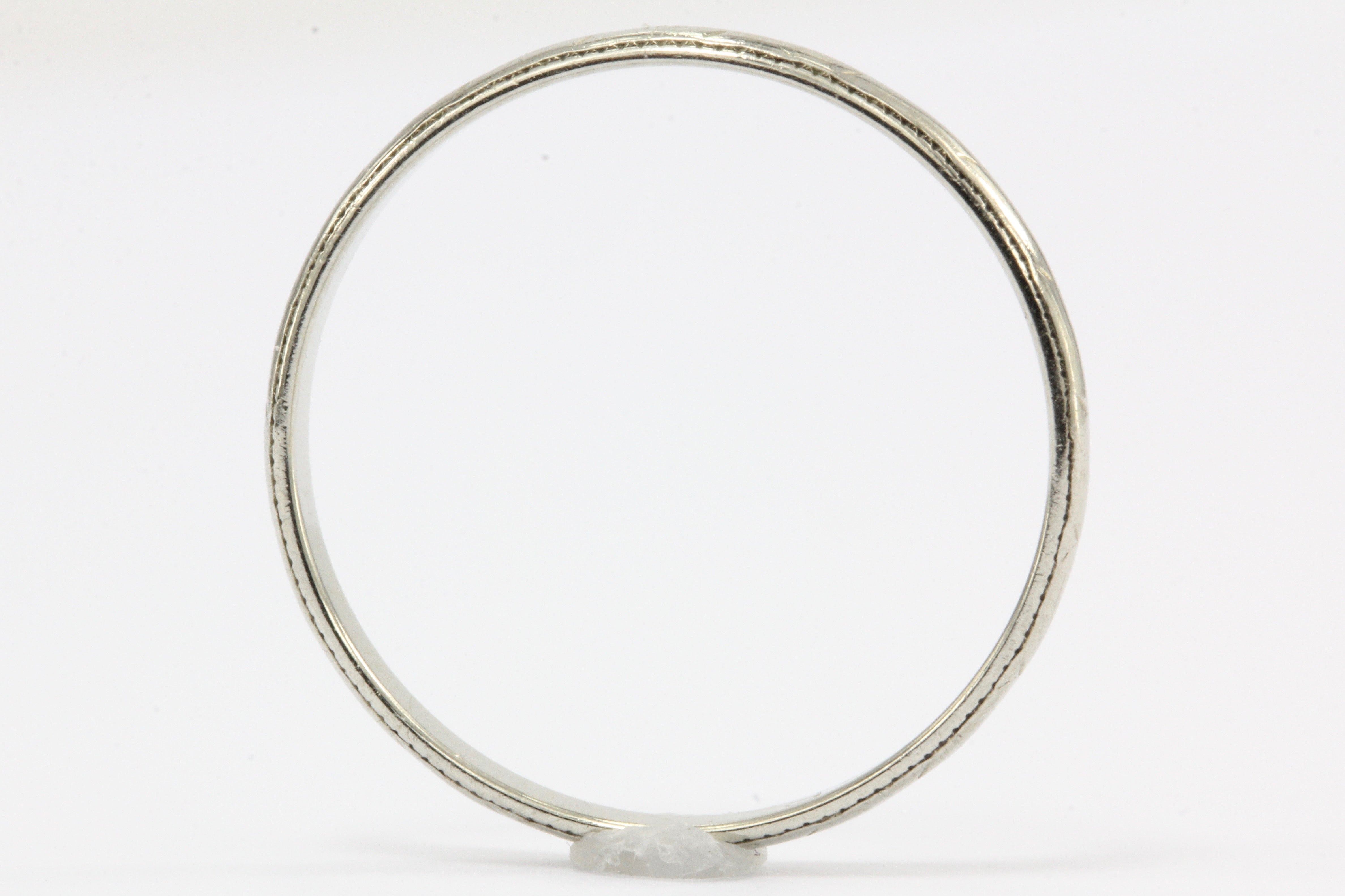18K White Gold Art Deco Wedding Band Ring c.1920's Size 6.75 - Queen May