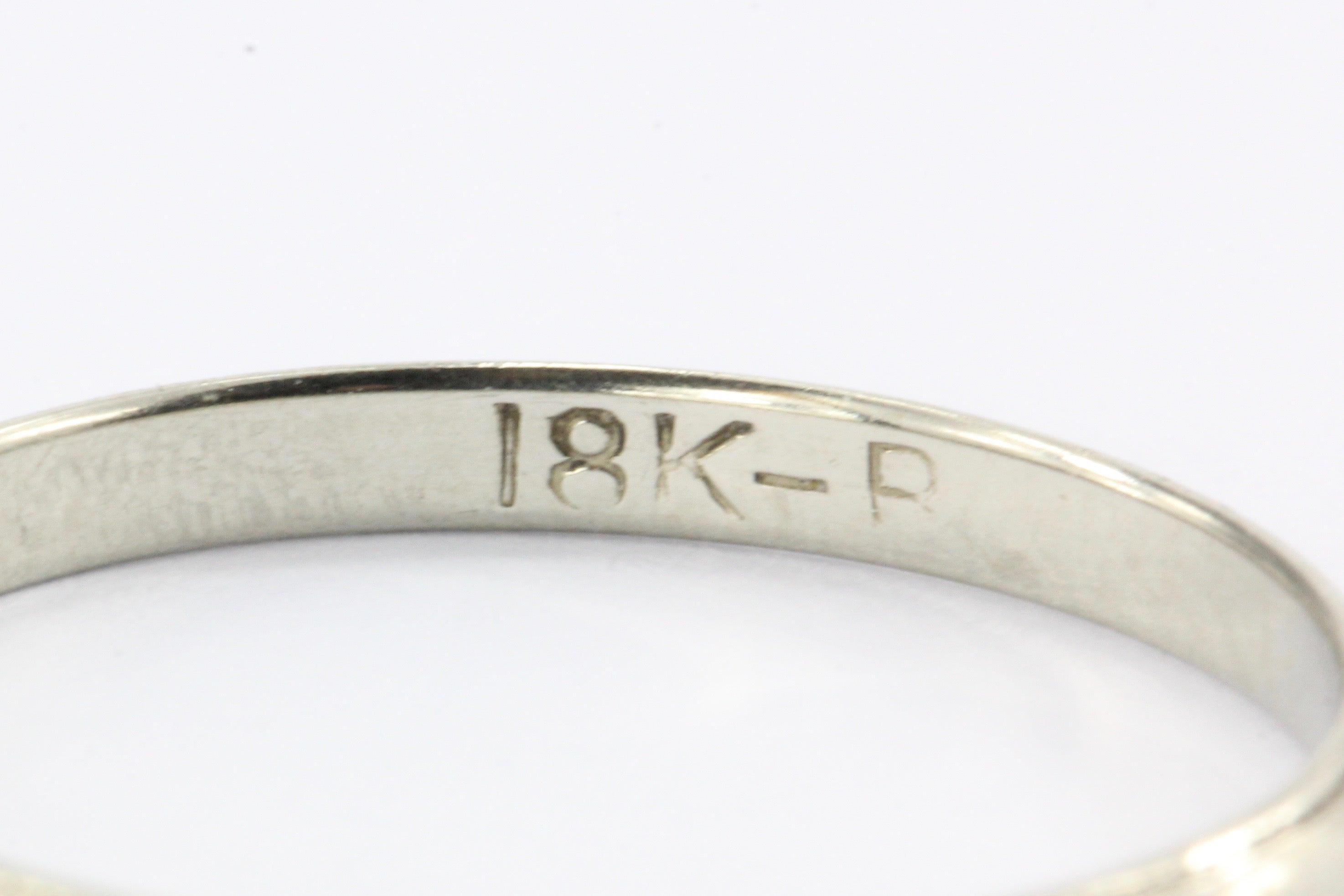 18K White Gold Art Deco Wedding Band Ring c.1920's Size 6.75 - Queen May