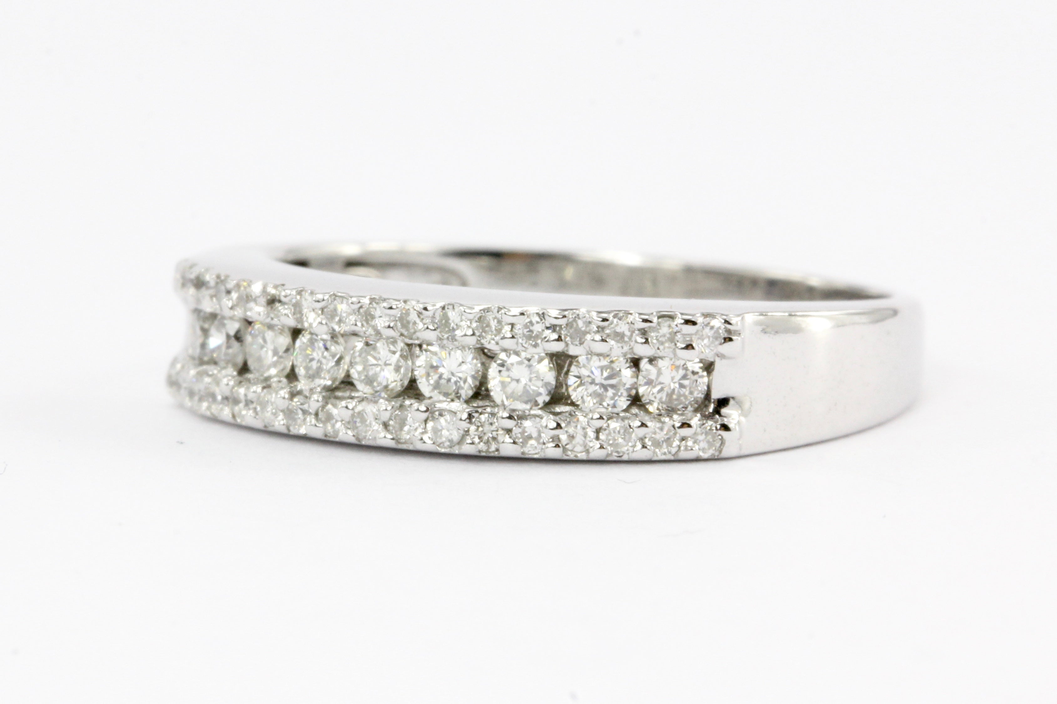 Modern 14K White Gold .3CTW Half Diamond Band - Queen May