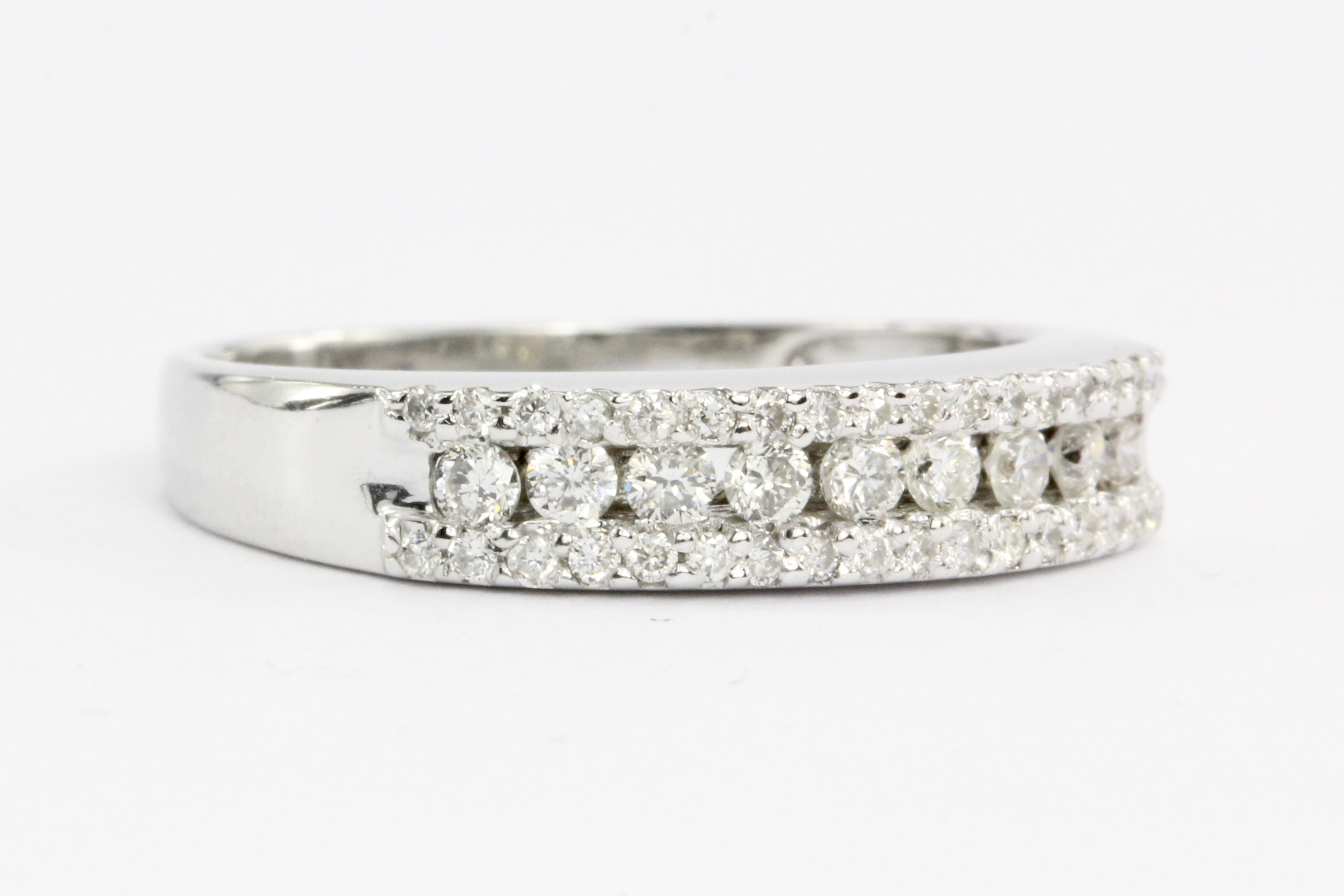 Modern 14K White Gold .3CTW Half Diamond Band - Queen May