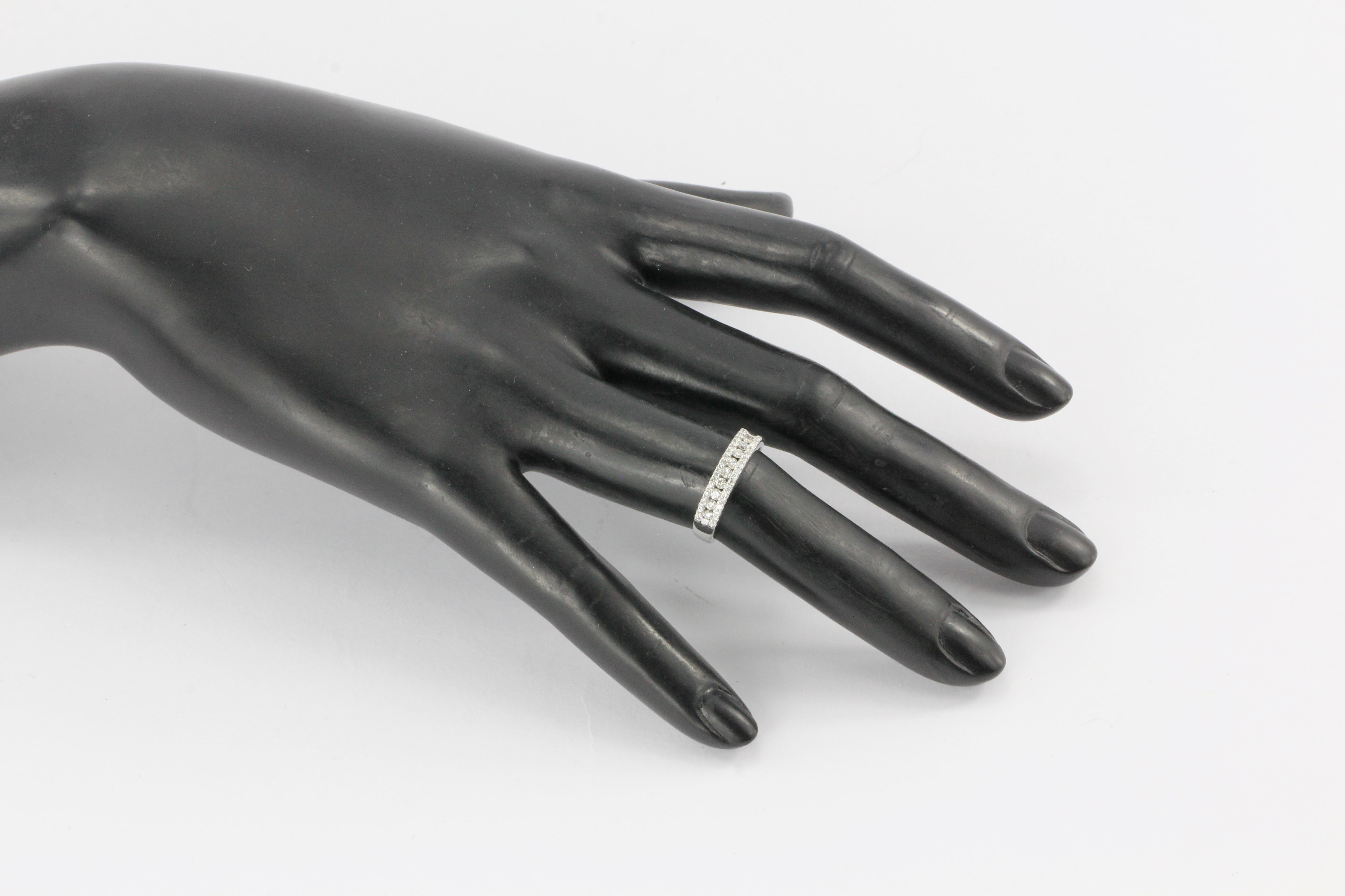 Modern 14K White Gold .3CTW Half Diamond Band - Queen May