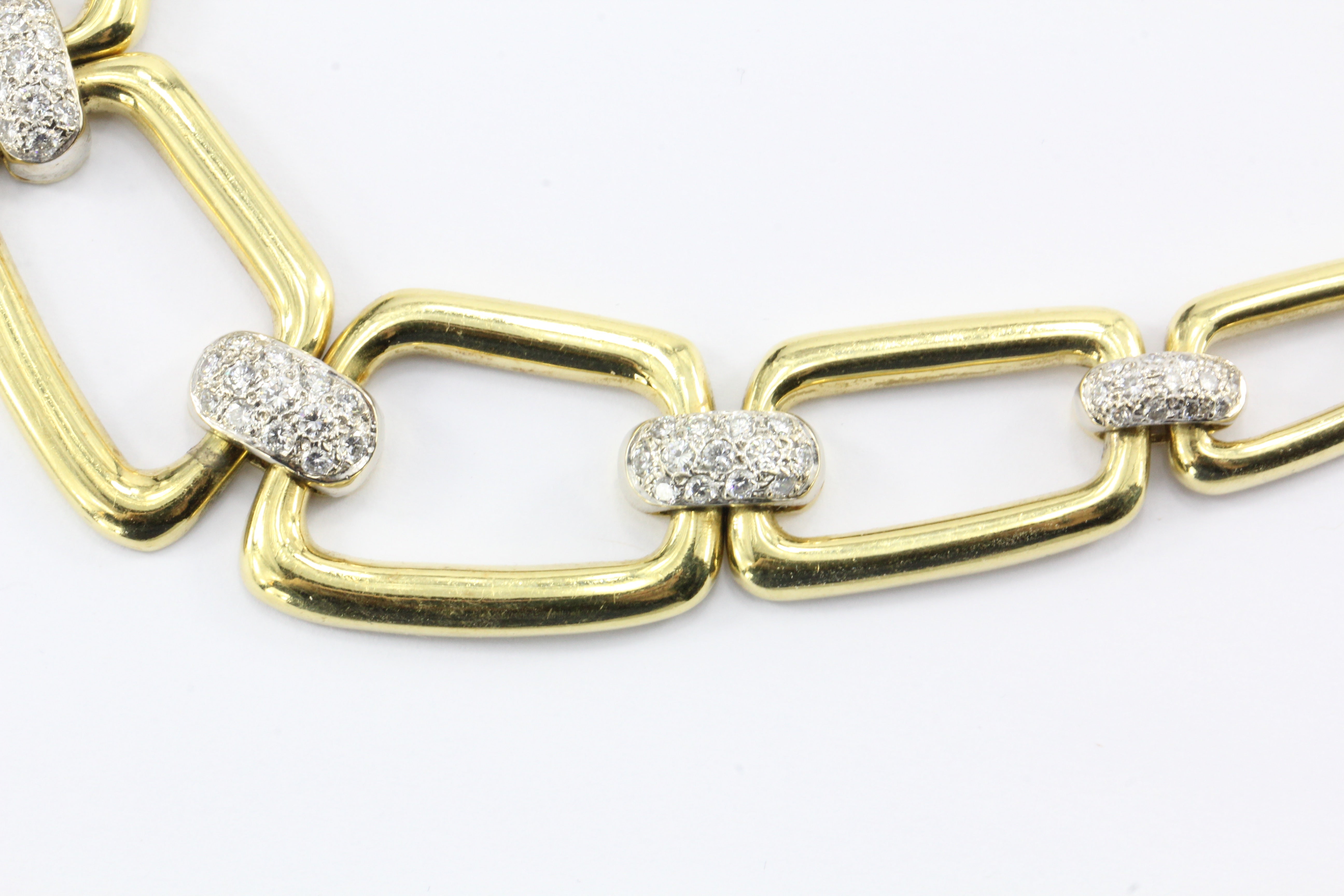 Vintage 18k Gold Graduated Chain Link Pave set Diamond Necklace - Queen May