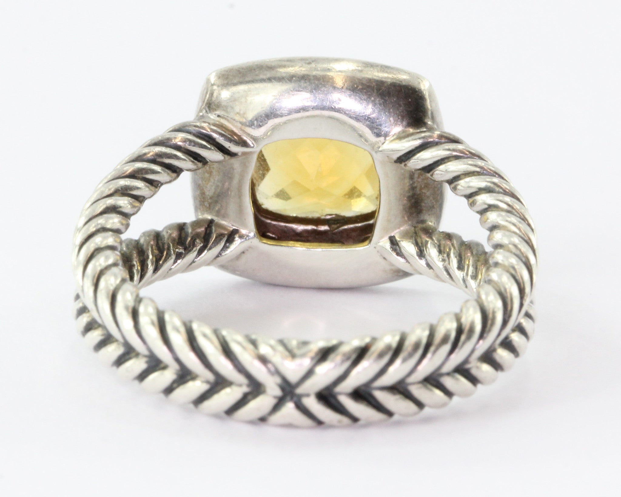 David Yurman Sterling Citrine Diamond Petite Albion Ring - Queen May