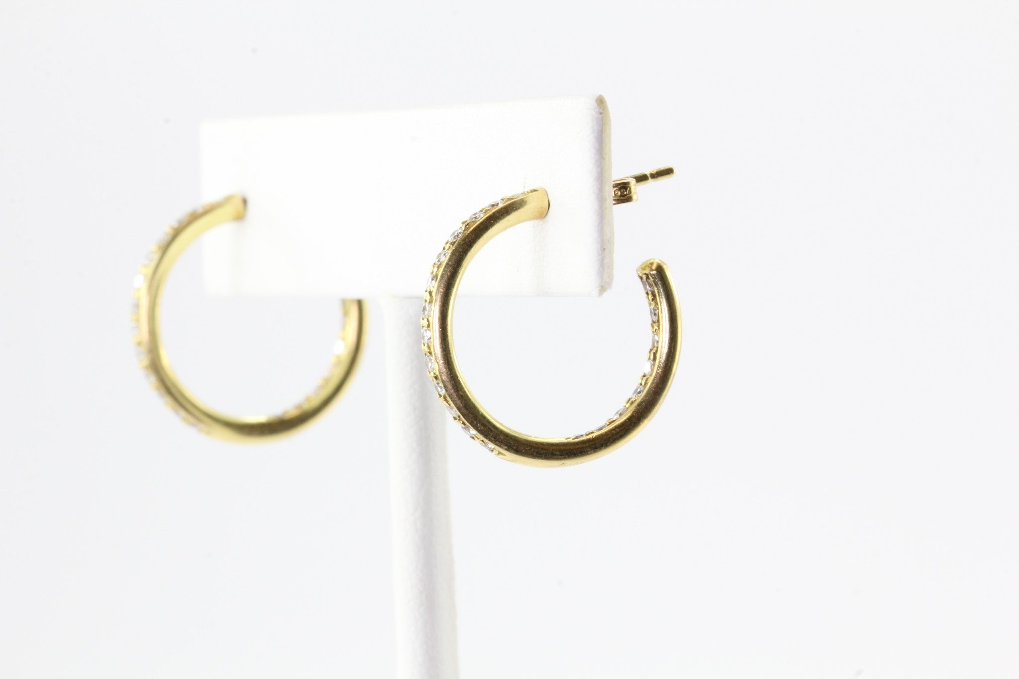 18K Yellow Gold 1 CTW Diamond Eternity Hoop Earrings by Honora - Queen May