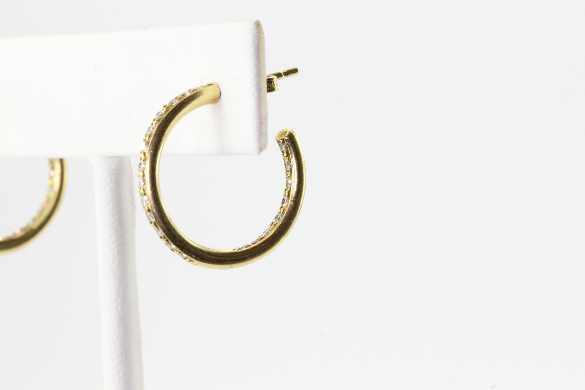 18K Yellow Gold 1 CTW Diamond Eternity Hoop Earrings by Honora - Queen May